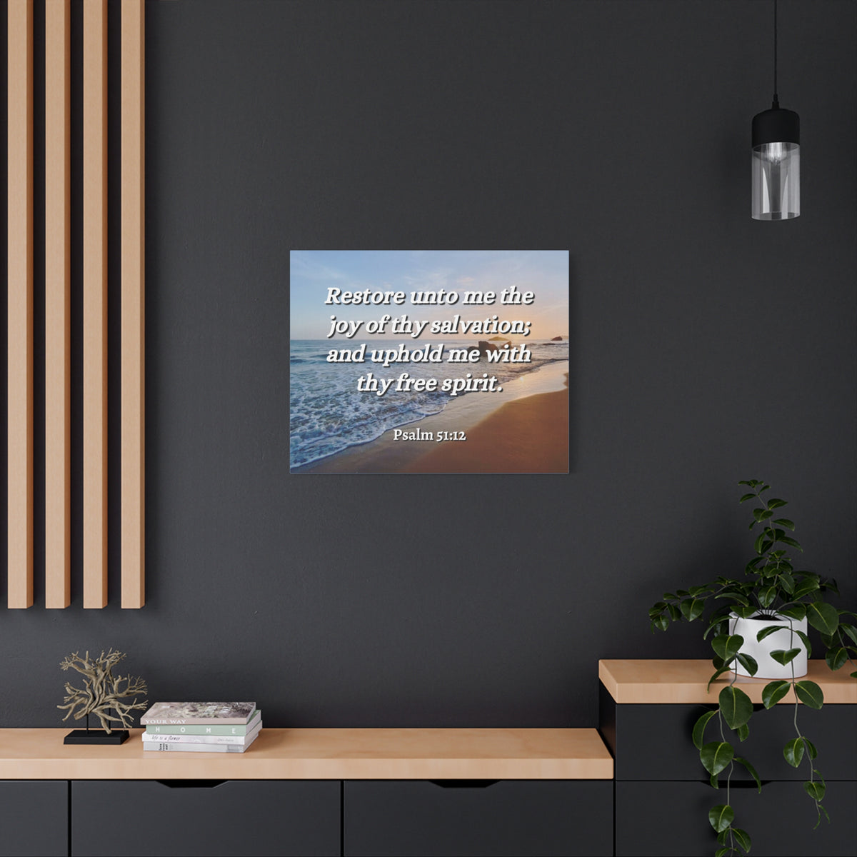 Scripture Canvas Thy Salvation Psalm 51:12 Christian Wall Art Bible Verse Print Ready to Hang-Express Your Love Gifts