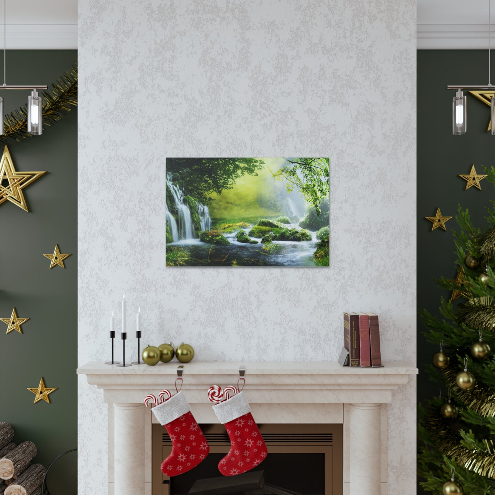 Tropical Forest Falls Nature Wilderness Photography Canvas Wall Art for Home Decor Ready-to-Hang-Express Your Love Gifts