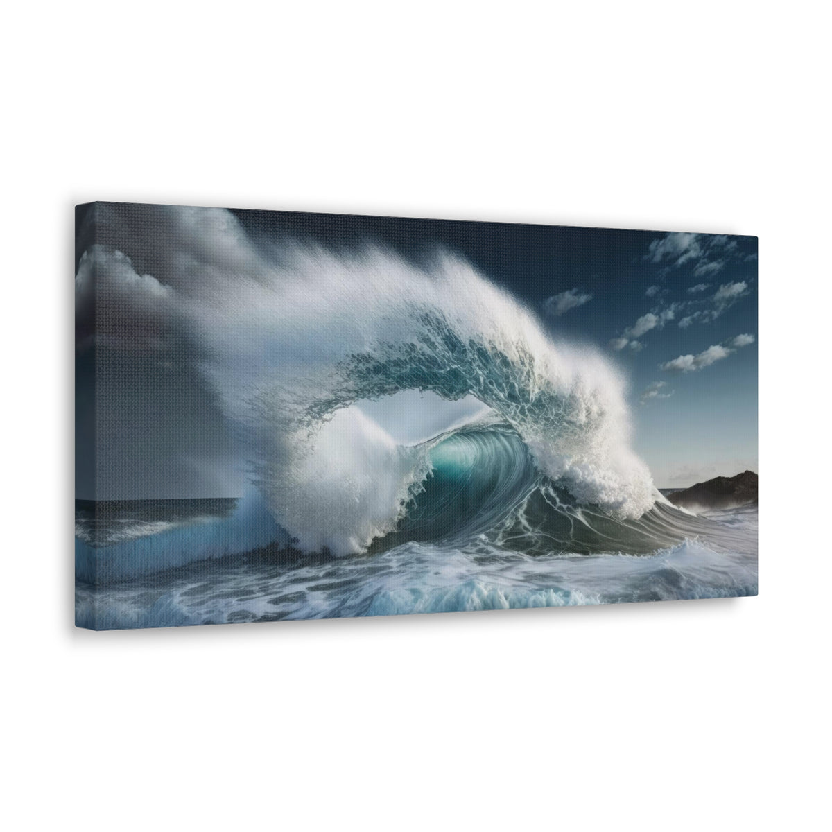 High Waves Against Blue Sky Ocean Canvas Wall Art for Home Decor Ready-to-Hang-Express Your Love Gifts