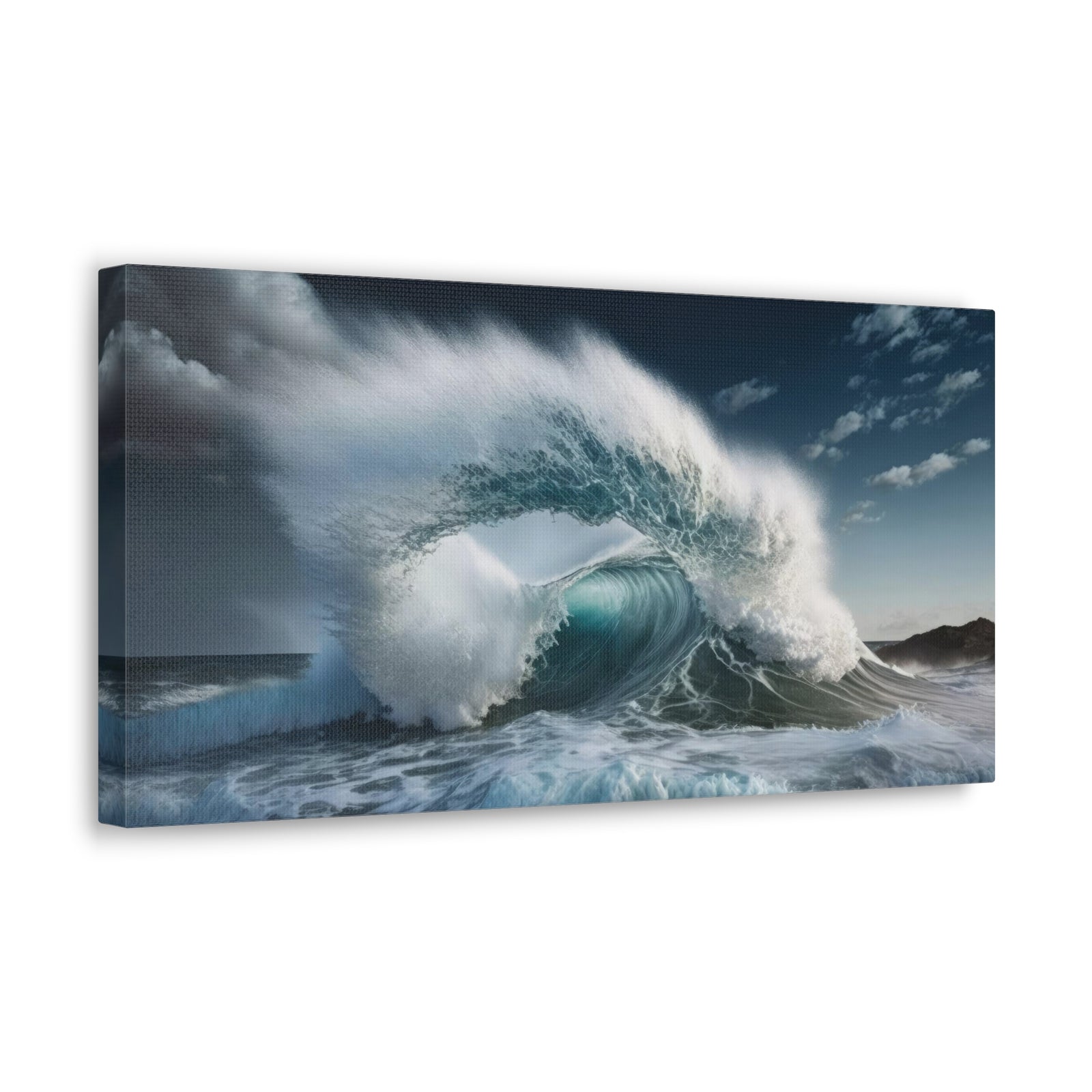 High Waves Against Blue Sky Ocean Canvas Wall Art for Home Decor Ready-to-Hang-Express Your Love Gifts
