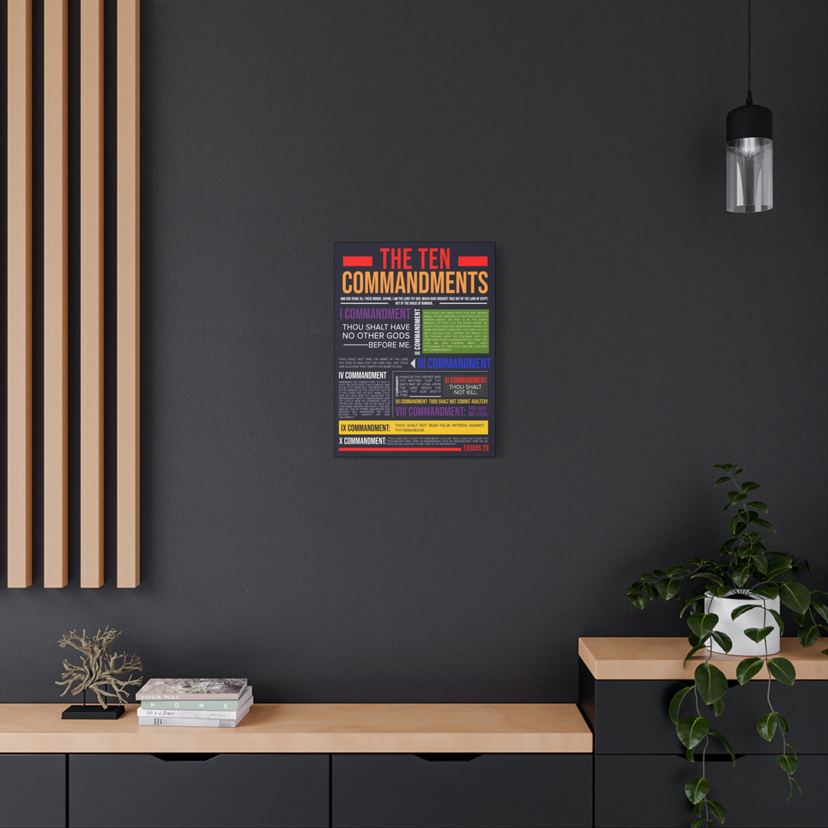 Ten Commandments Canvas Print Scripture Wall Art Christian Home Decor-Express Your Love Gifts
