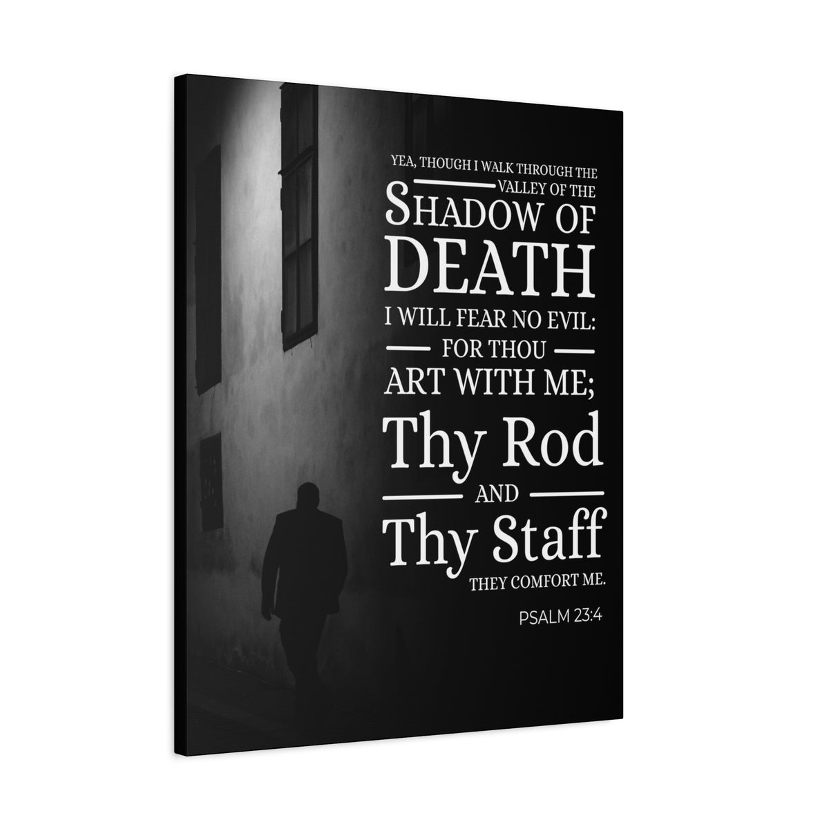 Scripture Canvas Shadow of Death Psalm 23:4 Christian Wall Art Bible Verse Print Ready to Hang-Express Your Love Gifts