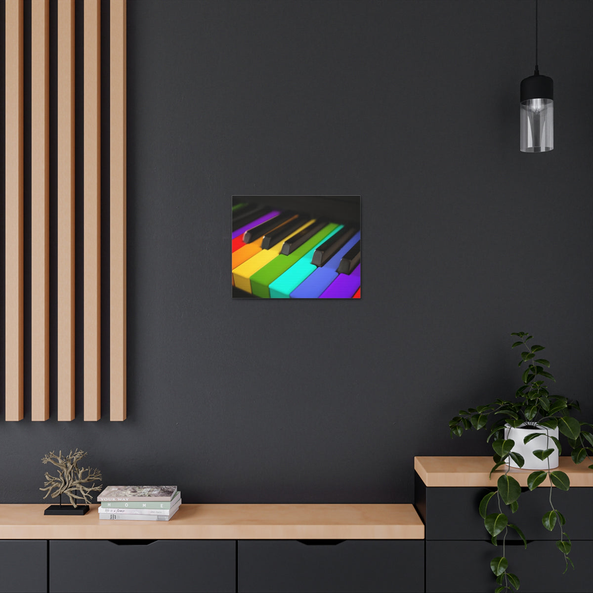 Piano Keys In Rainbow Music Lover's Delight Piano Keyboard Canvas Wall Art for Home Decor Ready-to-Hang-Express Your Love Gifts