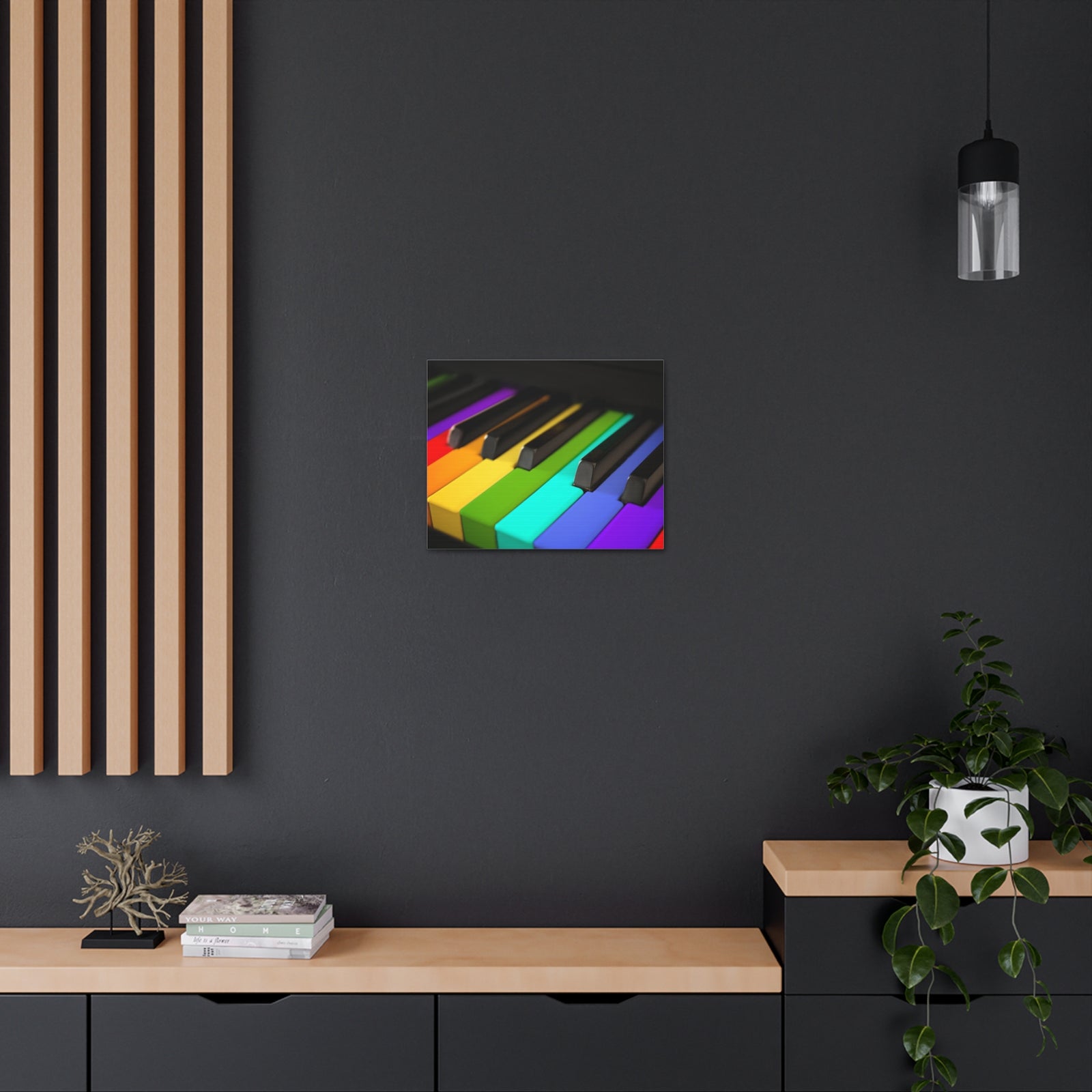 Piano Keys In Rainbow Music Lover's Delight Piano Keyboard Canvas Wall Art for Home Decor Ready-to-Hang-Express Your Love Gifts
