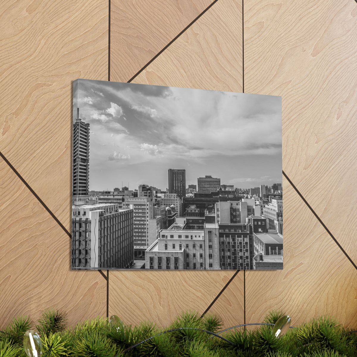 Johannesburg Black And White Skyline Canvas Artwork High-Quality Breathtaking Stunning Cityscape for Home Decor Ready to Hang-Express Your Love Gifts