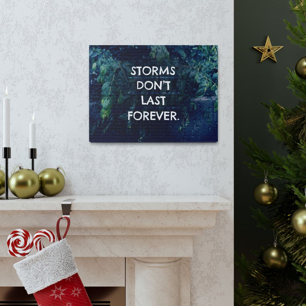 Inspirational Quote Canvas Storms Don't Last Forever Motivational Print Ready to Hang Artwork-Express Your Love Gifts