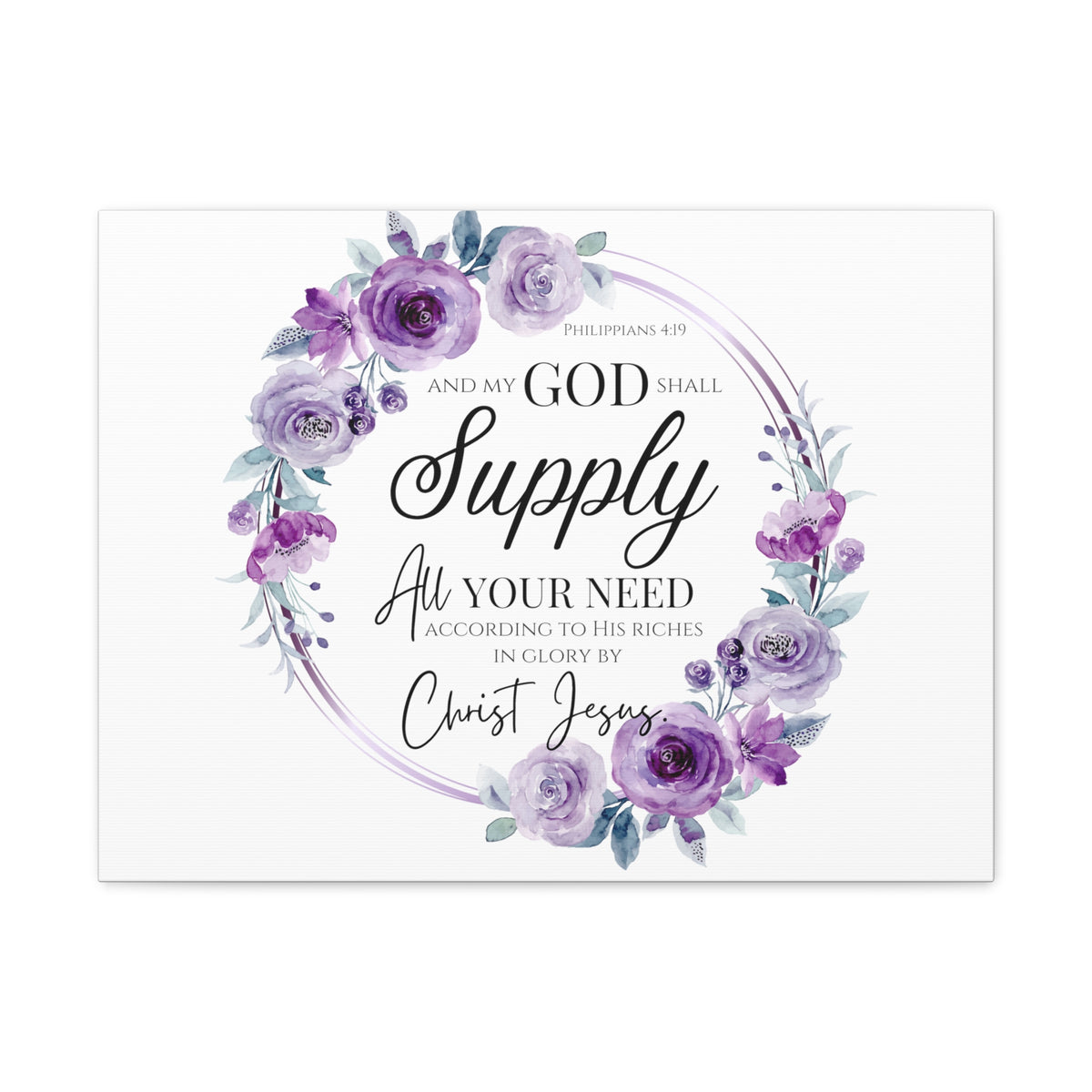 Scripture Walls Philippians 4:19 God Shall Supply Bible Verse Canvas Christian Wall Art Ready to Hang Unframed-Express Your Love Gifts