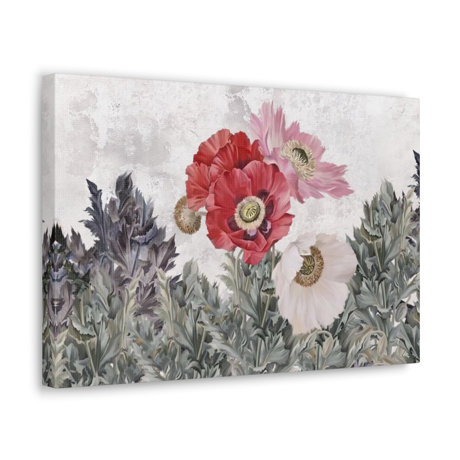 Poppies Flowers Illustration Flower Canvas Wall Art for Home Decor Ready-to-Hang-Express Your Love Gifts