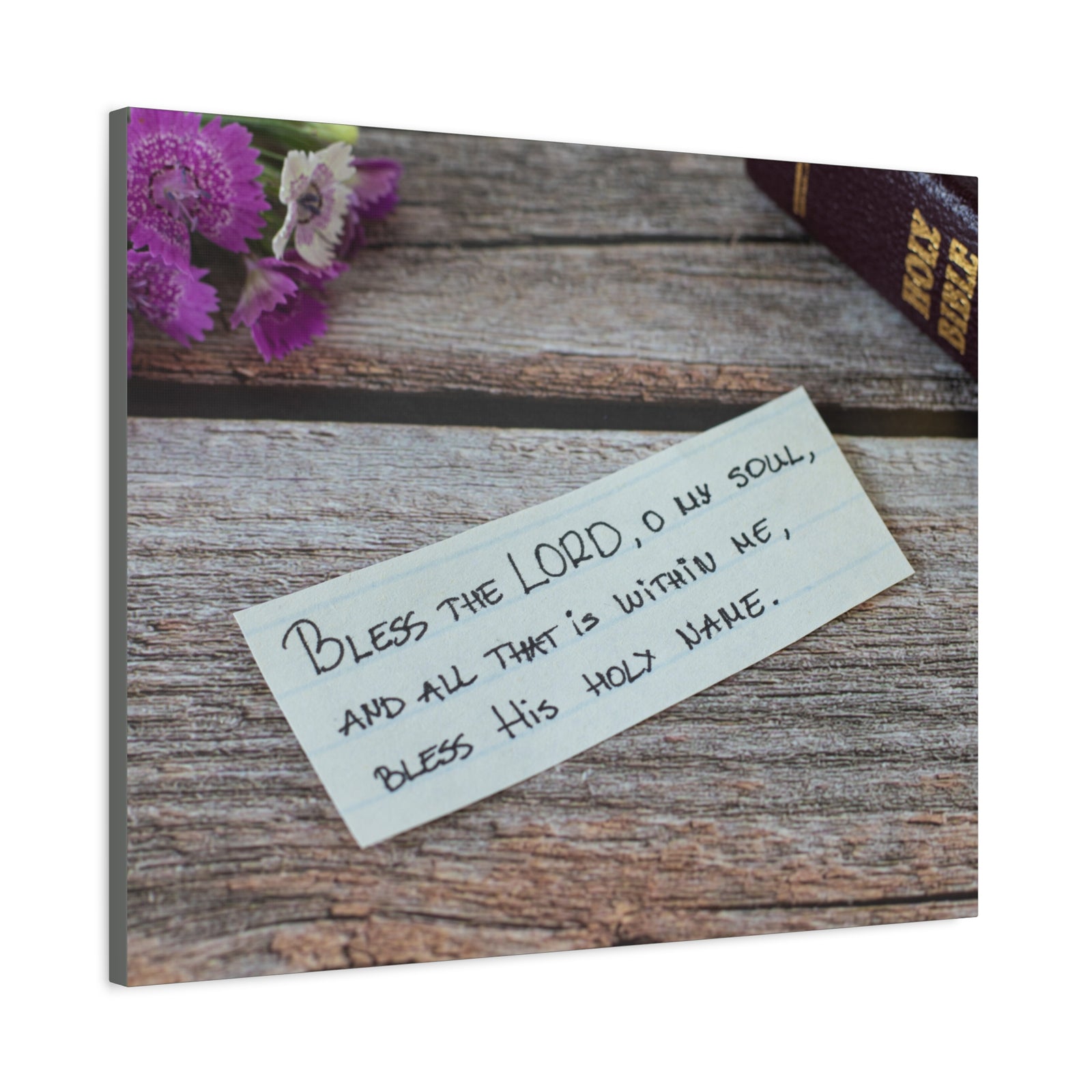 Scripture Canvas Bless The Lord Psalm 103:1 Wood Christian Wall Art Bible Verse Print Ready to Hang-Express Your Love Gifts
