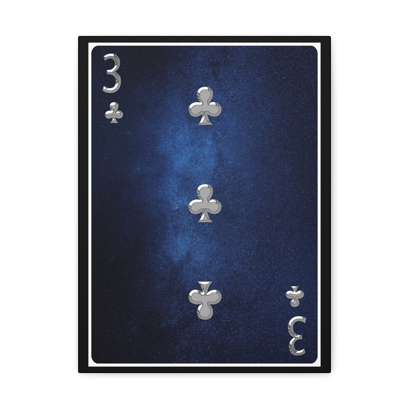 Three Of Clubs Space Background Playing Card Canvas Wall Art for Home Decor Ready-to-Hang-Express Your Love Gifts
