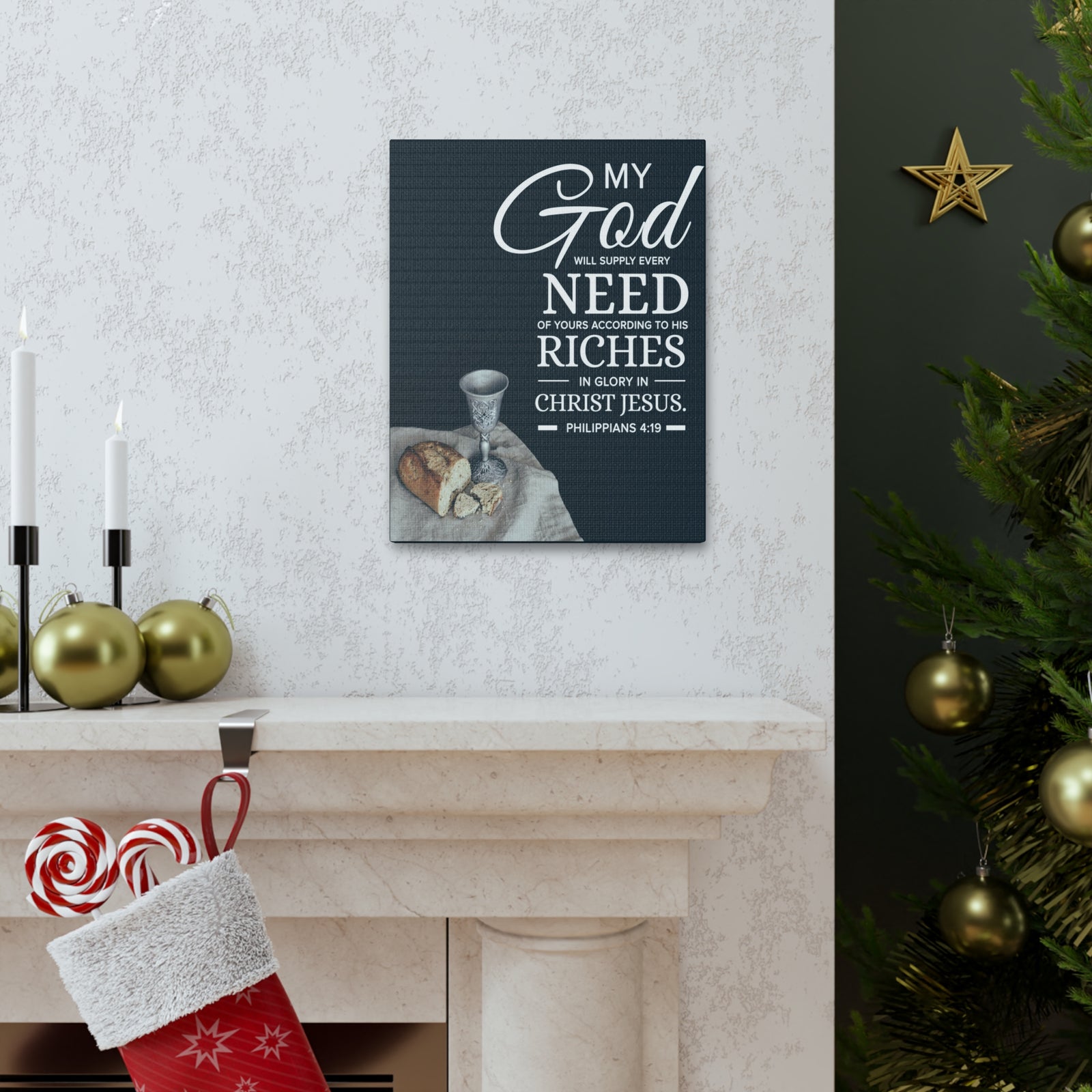 Bible Verse Canvas My God Need Riches Philippians 4:19 Wall Art Christian Home Decor-Express Your Love Gifts
