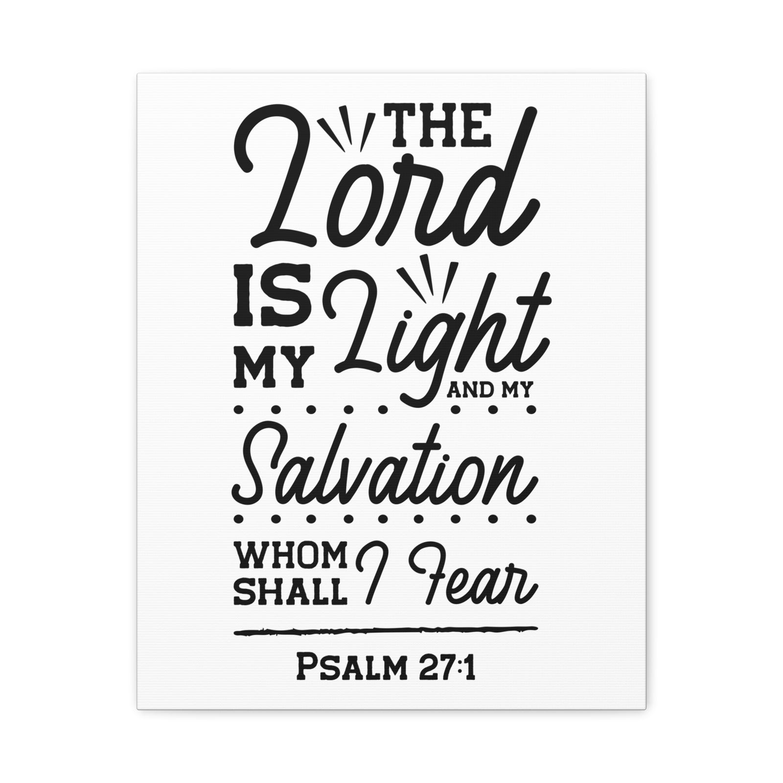 Scripture Canvas Lord Is My Light Psalm 27:1 Christian Wall Art Bible Verse Print Ready to Hang-Express Your Love Gifts