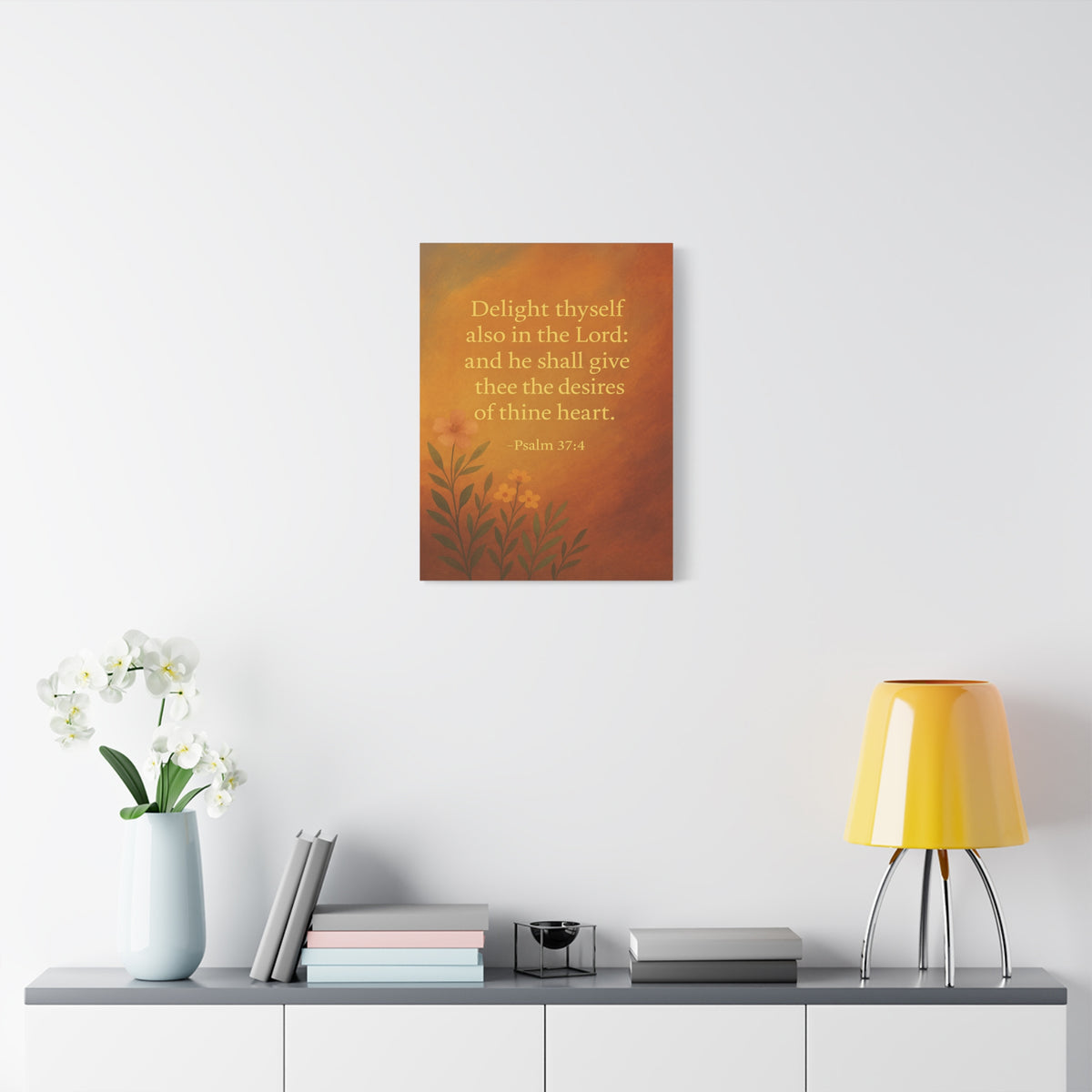Bible Verse Canvas Psalm 37:4 Christian Home Décor Wall Art Scripture Ready to Hang Faith Print-Express Your Love Gifts
