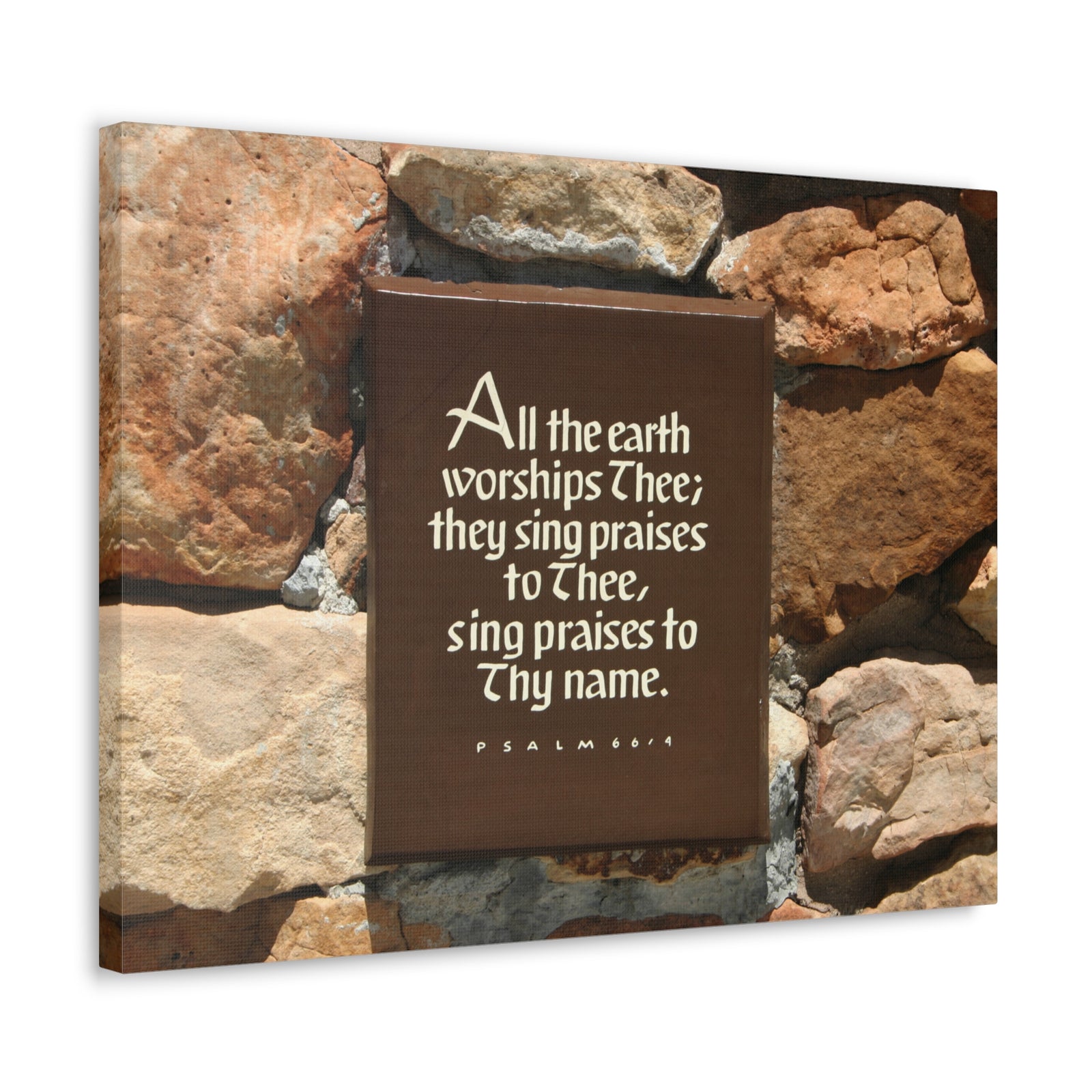 Scripture Walls Worships Thee Psalm 66:4 Bible Verse Canvas Christian Wall Art Ready to Hang-Express Your Love Gifts