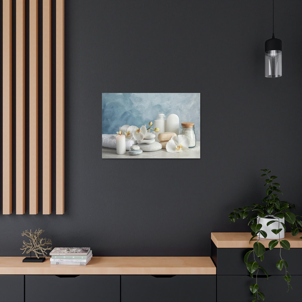 Stones on Light Table Forest Floral Nature Photography Canvas Wall Art for Home Decor Ready-to-Hang-Express Your Love Gifts