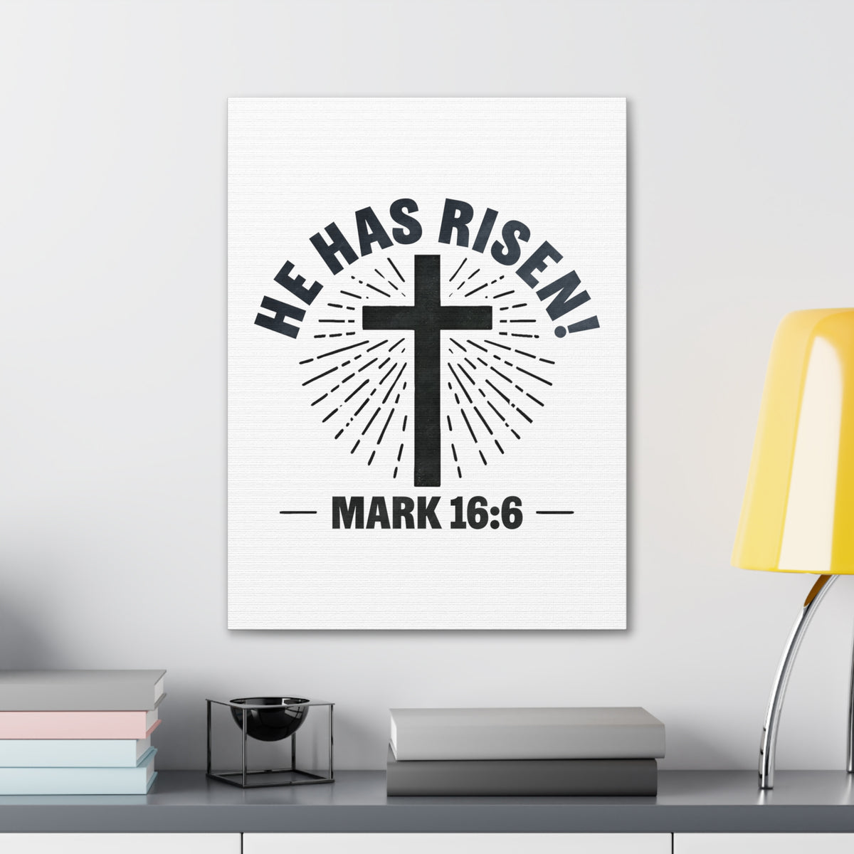 Scripture Walls Mark 16:6 He Has Risen! Cross Bible Verse Canvas Christian Wall Art Ready to Hang Unframed-Express Your Love Gifts