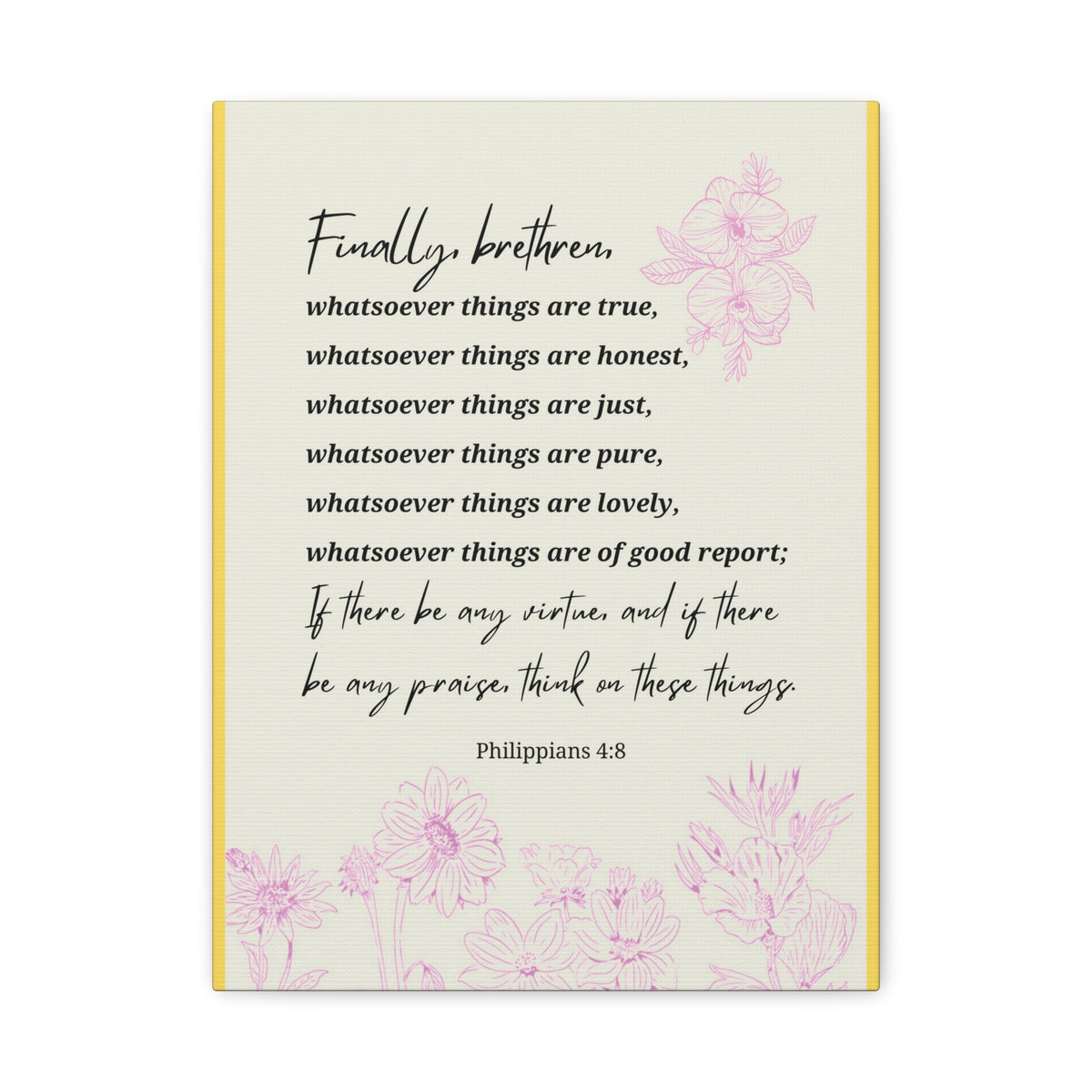 Scripture Canvas Whatsoever Things Are Philippians 4:8 Christian Wall Art Bible Verse Print Ready to Hang-Express Your Love Gifts