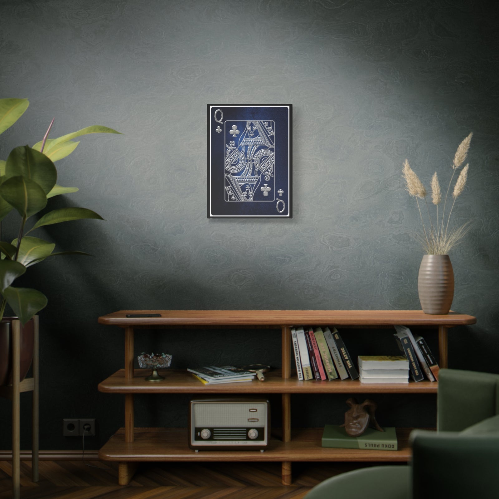 Queen Of Clubs Space Background Playing Card Canvas Wall Art for Home Decor Ready-to-Hang-Express Your Love Gifts