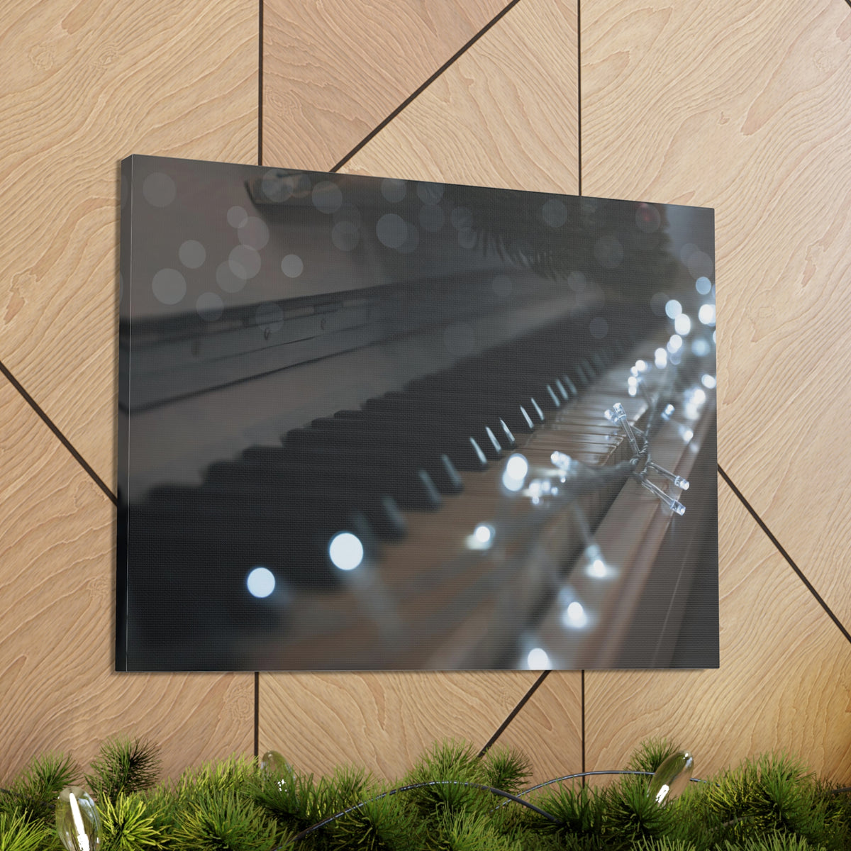 Glowing Fairy Lights on Piano Keys Music Lover's Delight Piano Keyboard Canvas Wall Art for Home Decor Ready-to-Hang-Express Your Love Gifts