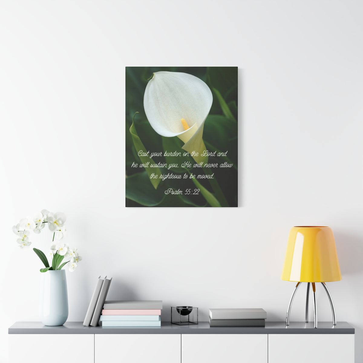 Scripture Canvas Cast Your Burden Psalm 55:22 Christian Wall Art Bible Verse Print Ready to Hang-Express Your Love Gifts