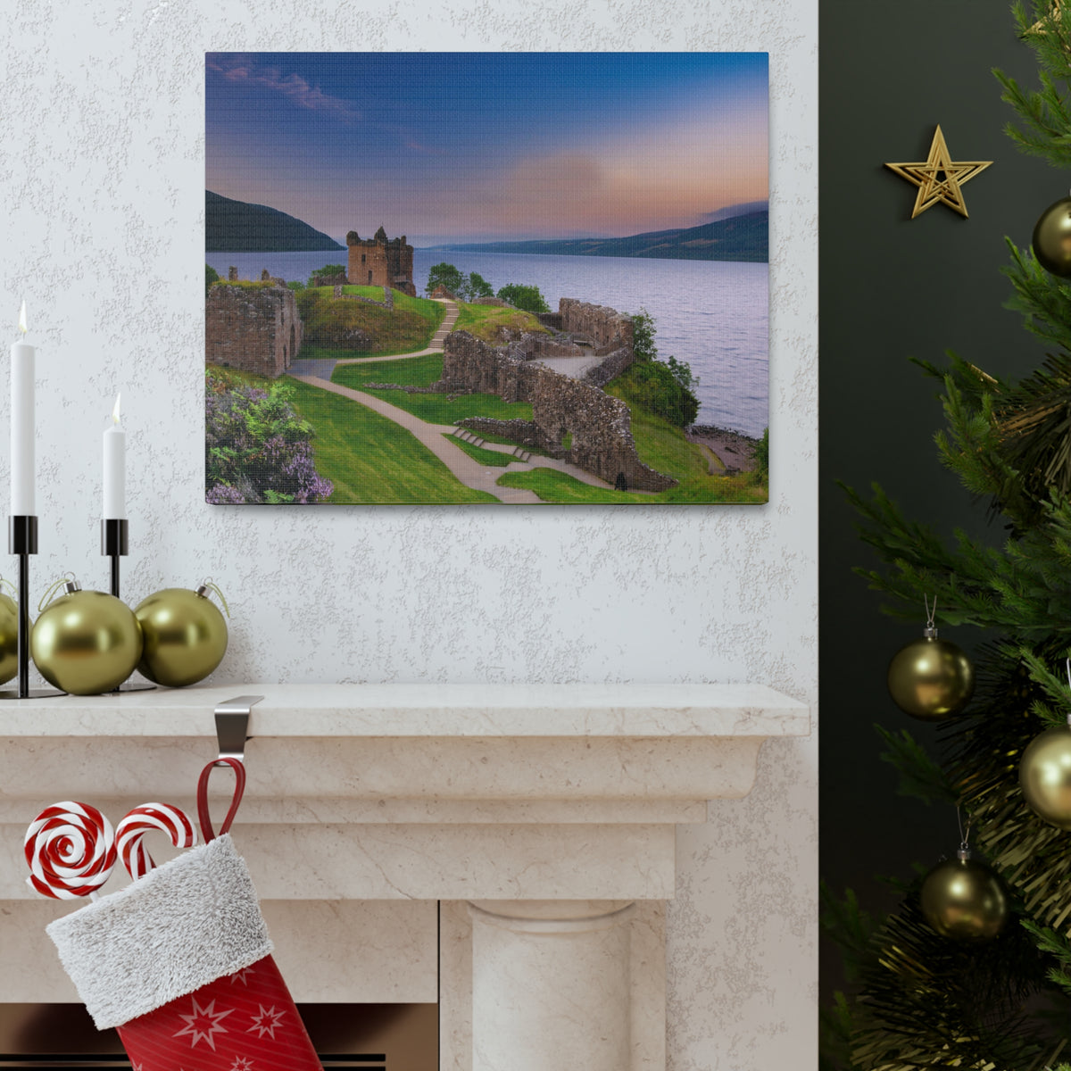 Ruins of Urquhart Castle Ness Scotland Nature Wilderness Photography Canvas Wall Art for Home Decor Ready-to-Hang-Express Your Love Gifts
