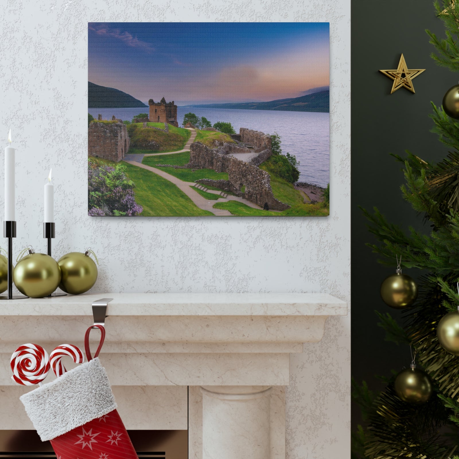 Ruins of Urquhart Castle Ness Scotland Nature Wilderness Photography Canvas Wall Art for Home Decor Ready-to-Hang-Express Your Love Gifts