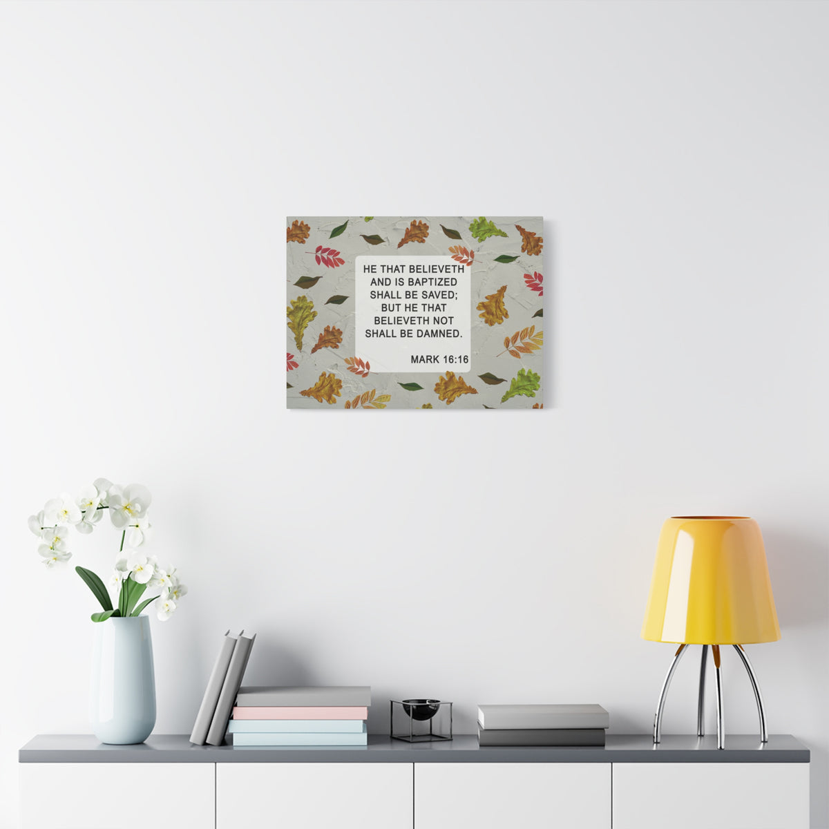 Scripture Walls Shall Be Saved Mark 16:16 Bible Verse Canvas Christian Wall Art Ready to Hang