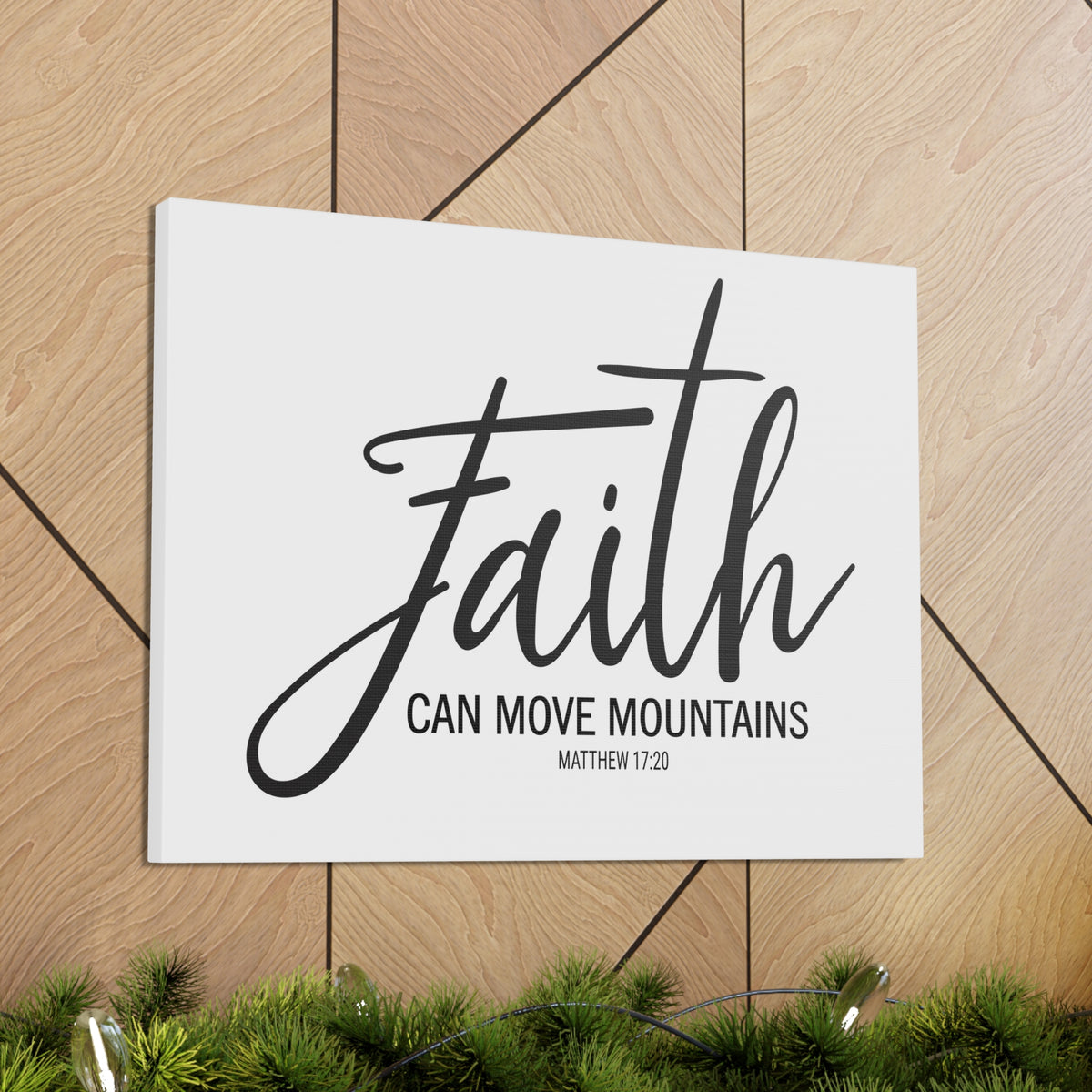 Scripture Canvas Faith Can Move Mountains Matthew 17:20 Christian Wall Art Bible Verse Print Ready To Hang-Express Your Love Gifts