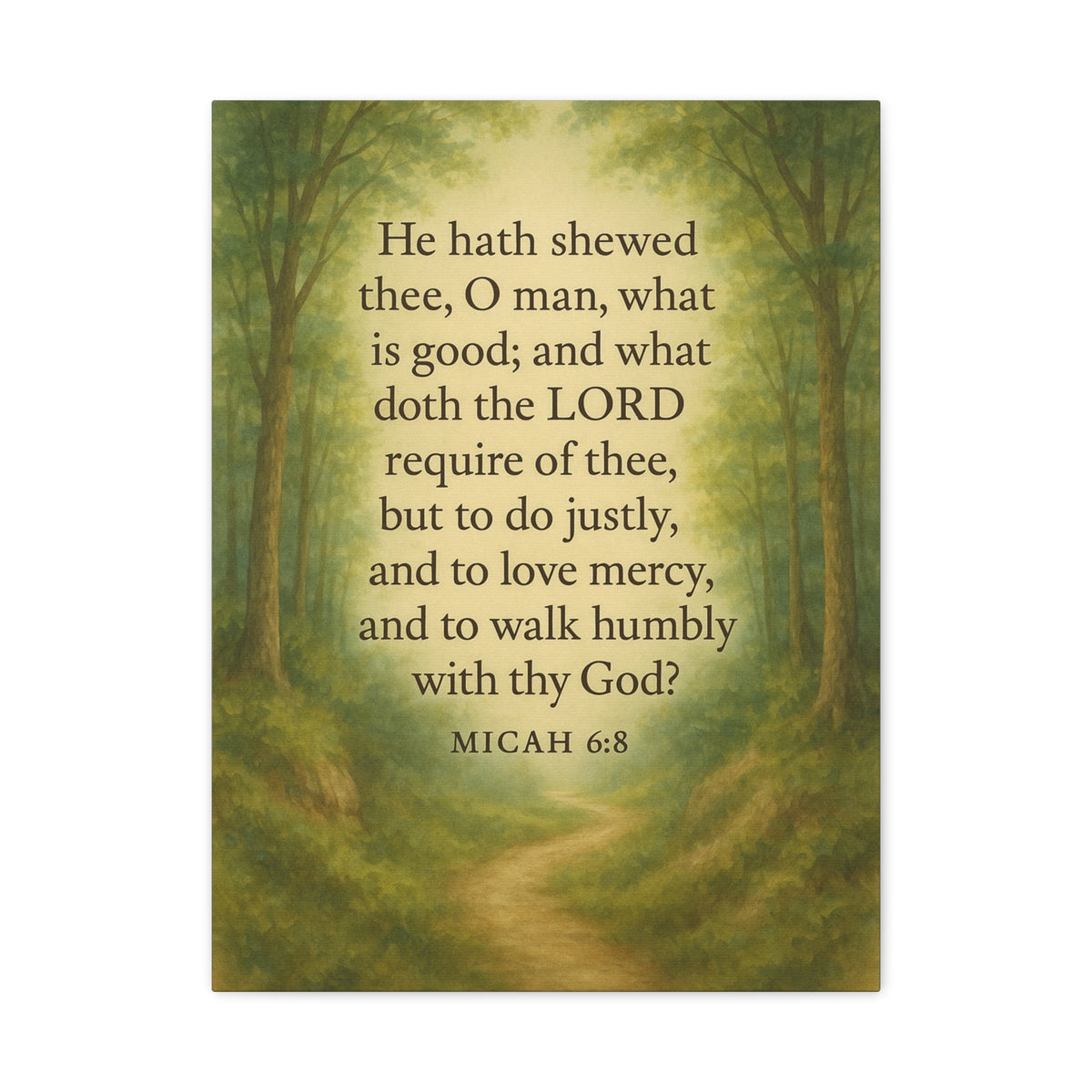 Bible Verse Canvas Micah 6:8 Christian Home Décor Wall Art Scripture Ready to Hang Faith Print-Express Your Love Gifts