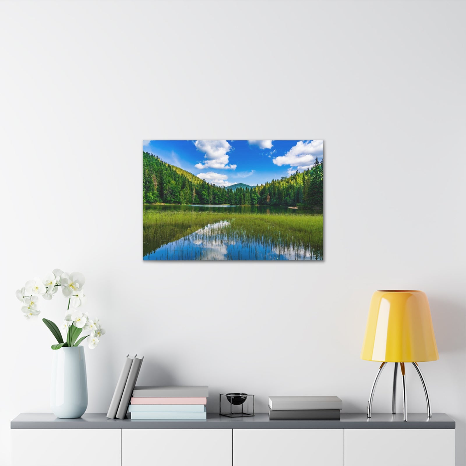 Teal Clear Forest LakeNature Wilderness Photography Canvas Wall Art for Home Decor Ready-to-Hang-Express Your Love Gifts