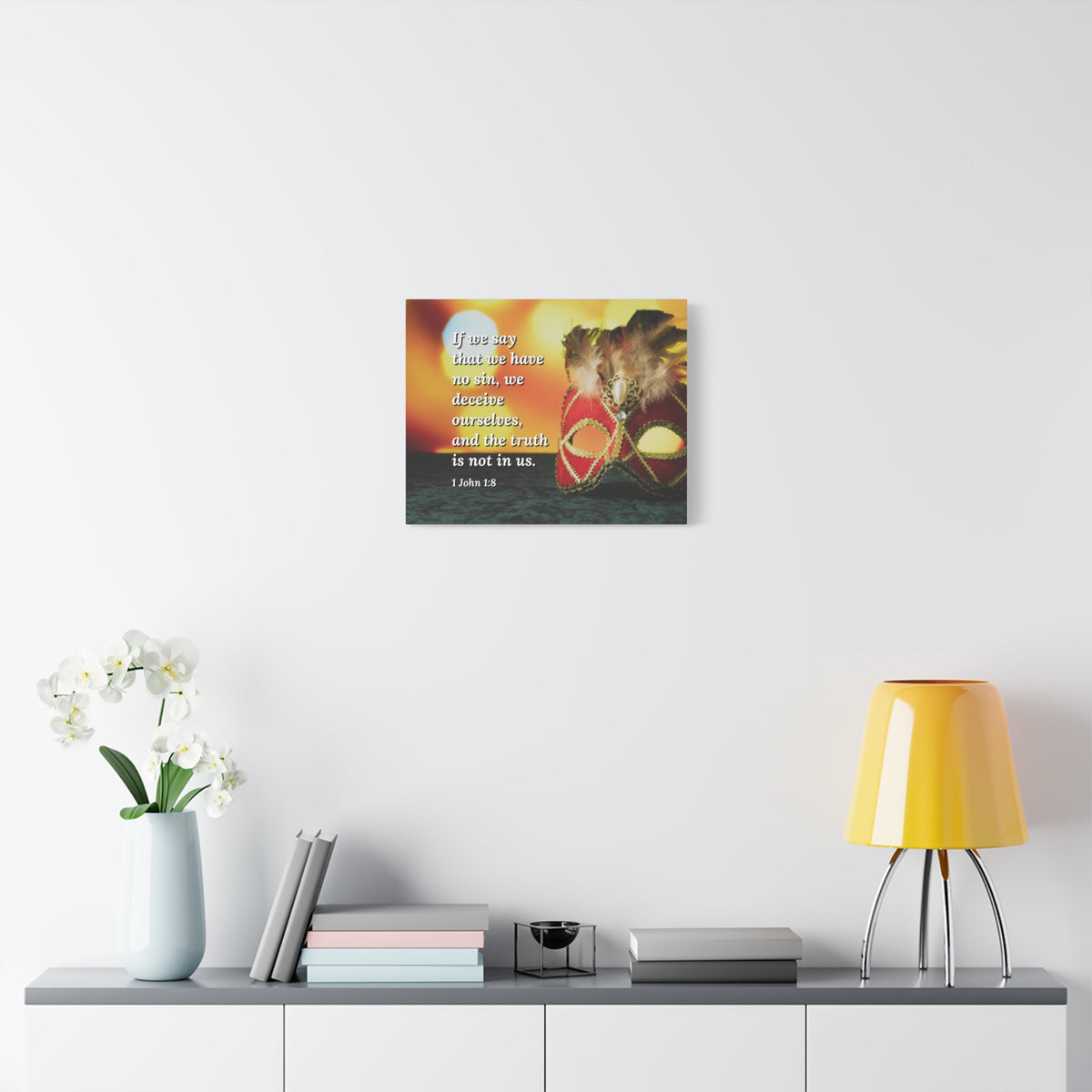 Scripture Canvas The Truth 1 John 1:8 Christian Wall Art Bible Verse Print Ready to Hang-Express Your Love Gifts