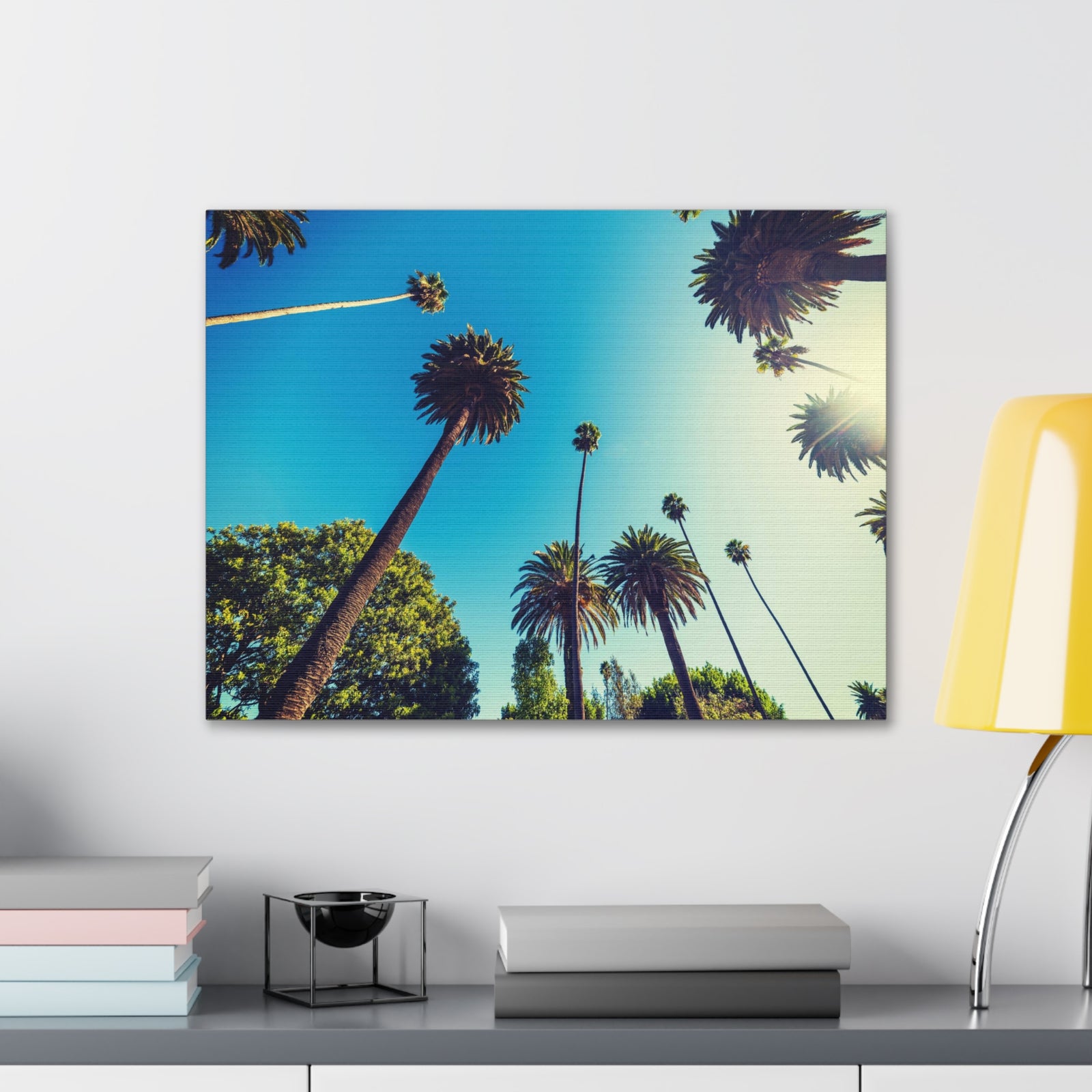 Los Angeles Sky Palm Trees Nature Wilderness Photography Canvas Wall Art for Home Decor Ready-to-Hang-Express Your Love Gifts