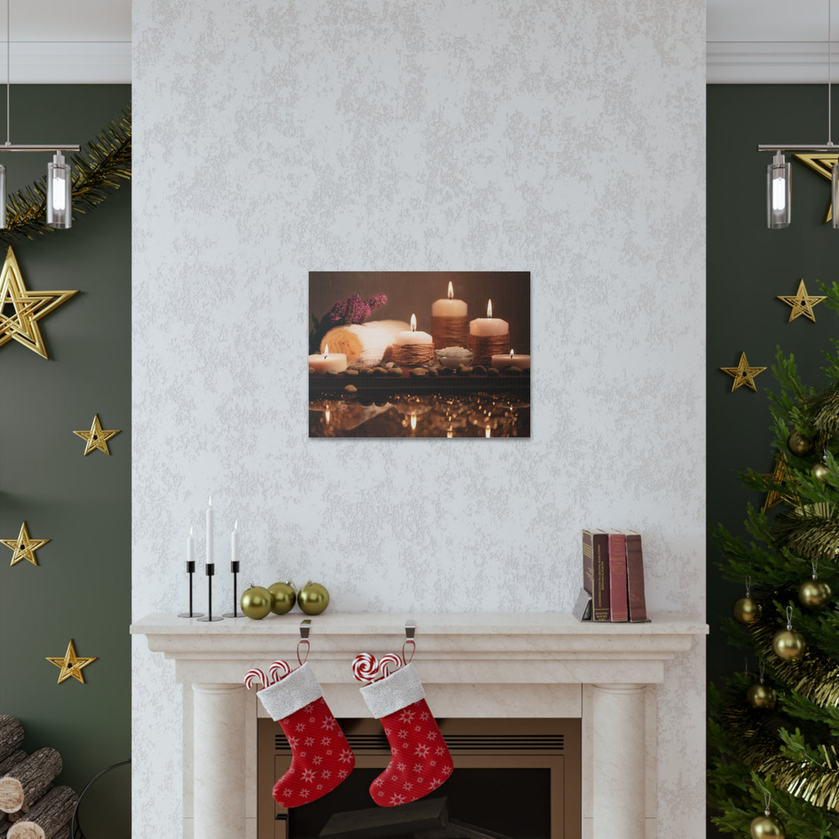 Pebbles and Aromatic Candles Forest Floral Nature Photography Canvas Wall Art for Home Decor Ready-to-Hang-Express Your Love Gifts