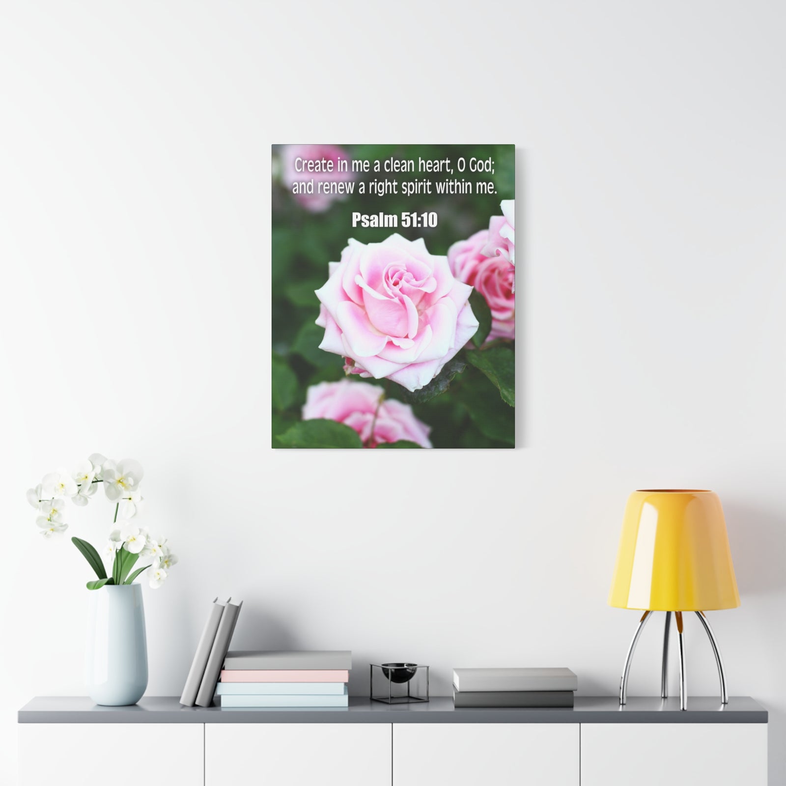 Scripture Canvas Create In Me Psalm 51:10 Christian Wall Art Bible Verse Print Ready to Hang-Express Your Love Gifts