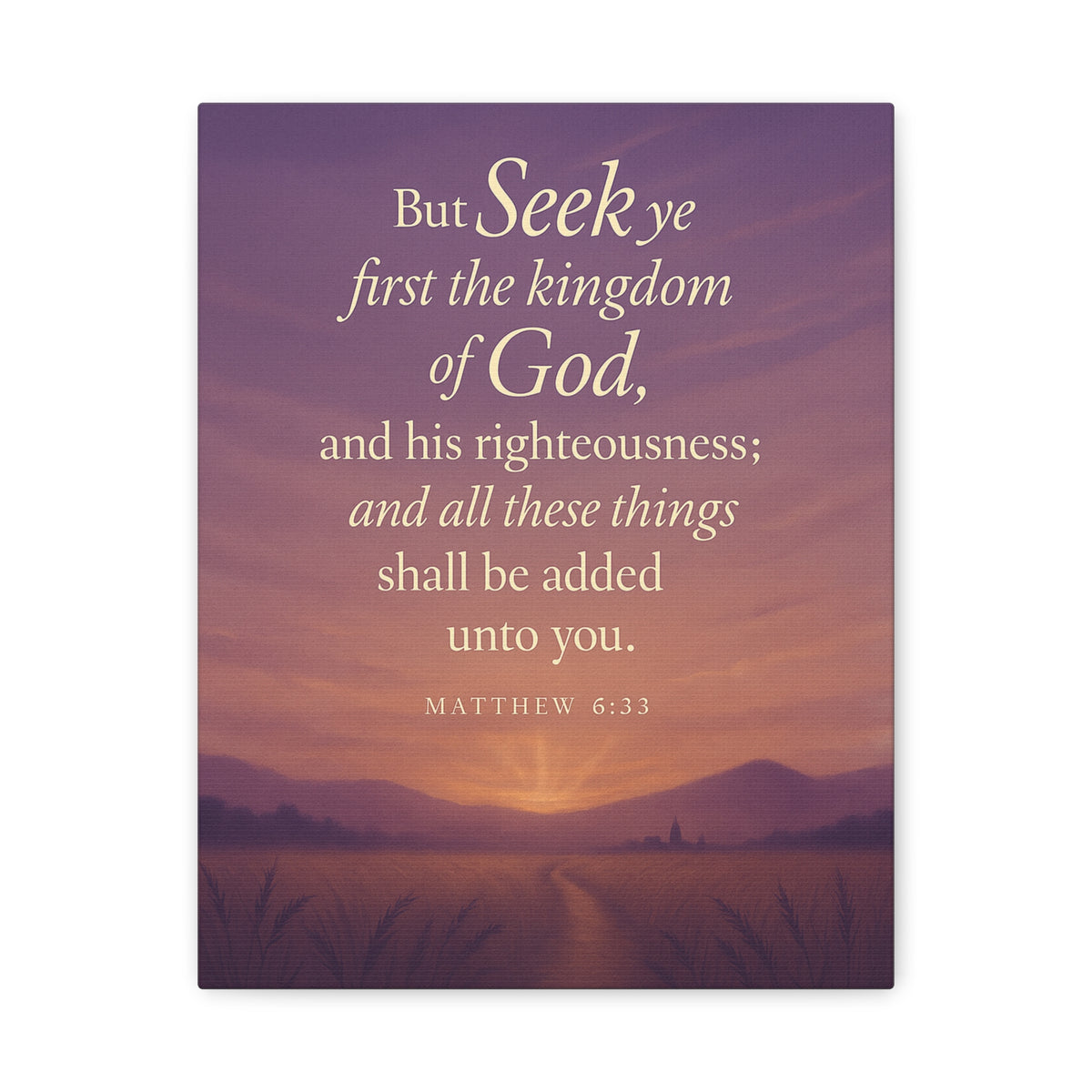 Bible Verse Canvas Matthew 6:33 Christian Home Décor Wall Art Scripture Ready to Hang Faith Print-Express Your Love Gifts