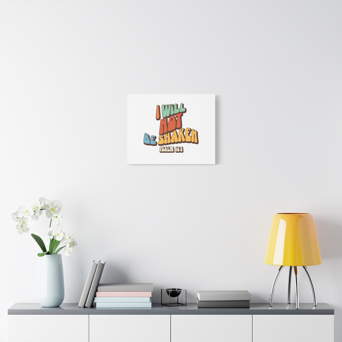 Scripture Walls Not Be Shaken Psalm 16:8 Orange Bible Verse Canvas Christian Wall Art Ready to Hang-Express Your Love Gifts