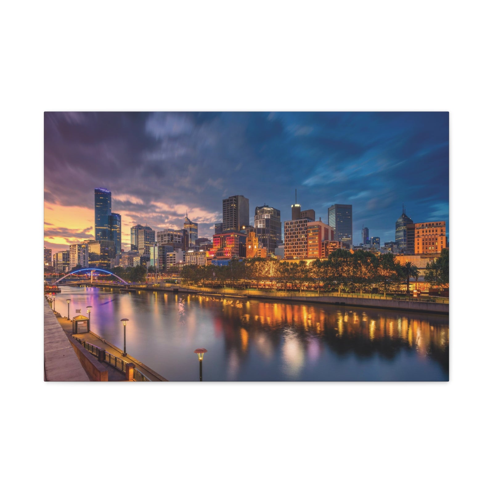 Melbourne Night Skyline Canvas Artwork High-Quality Breathtaking Stunning Cityscape for Home Decor Ready to Hang-Express Your Love Gifts