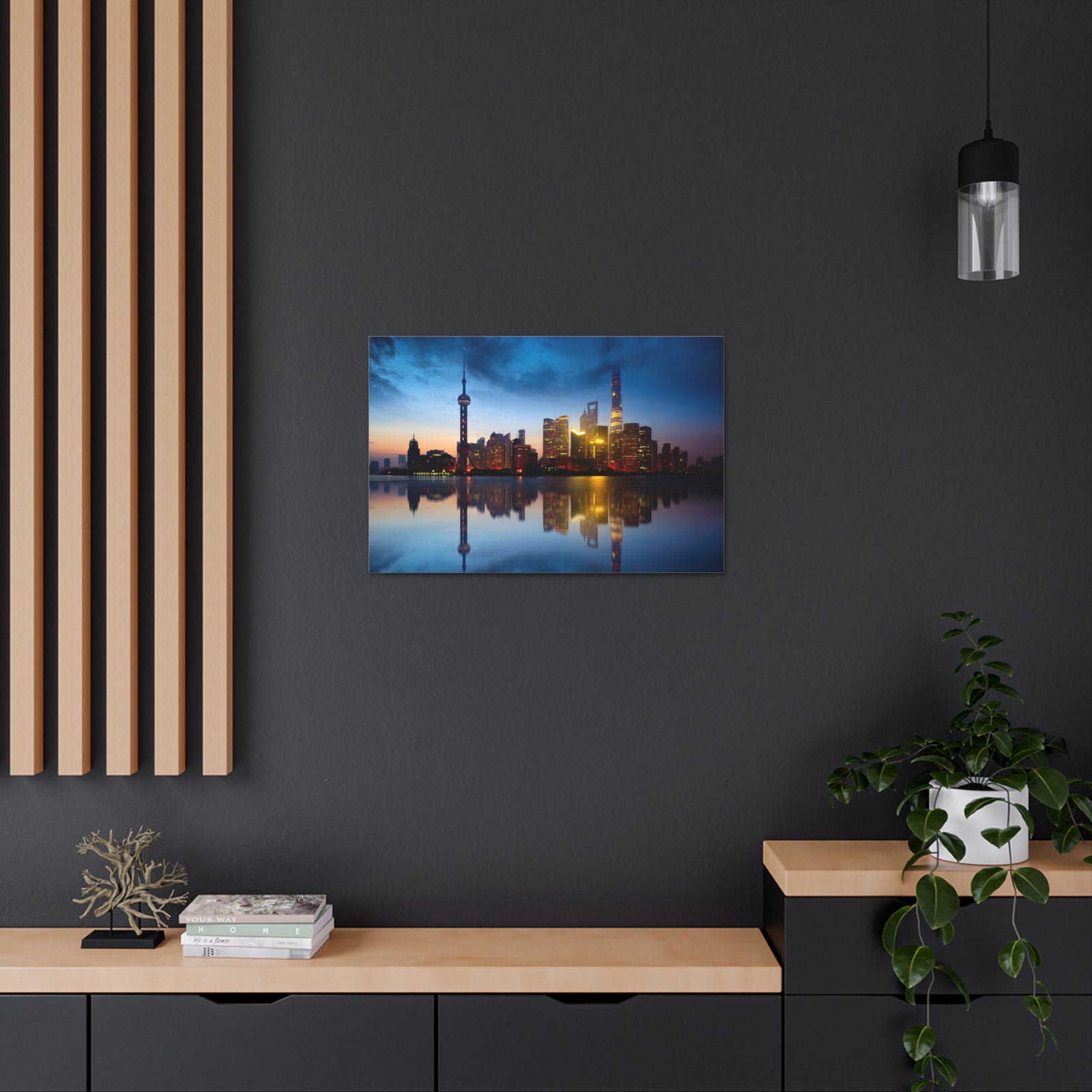 Shanghai Night Skyline Canvas Artwork High-Quality Breathtaking Stunning Cityscape for Home Decor Ready to Hang-Express Your Love Gifts