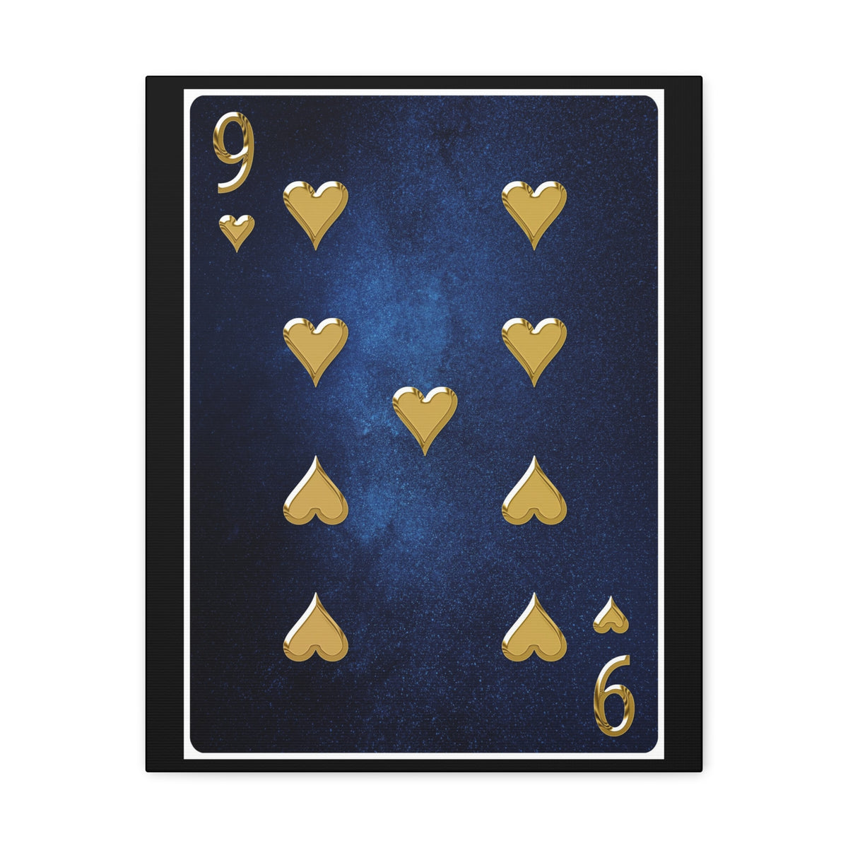 Nine Of Hearts Space Background Playing Card Canvas Wall Art for Home Decor Ready-to-Hang-Express Your Love Gifts
