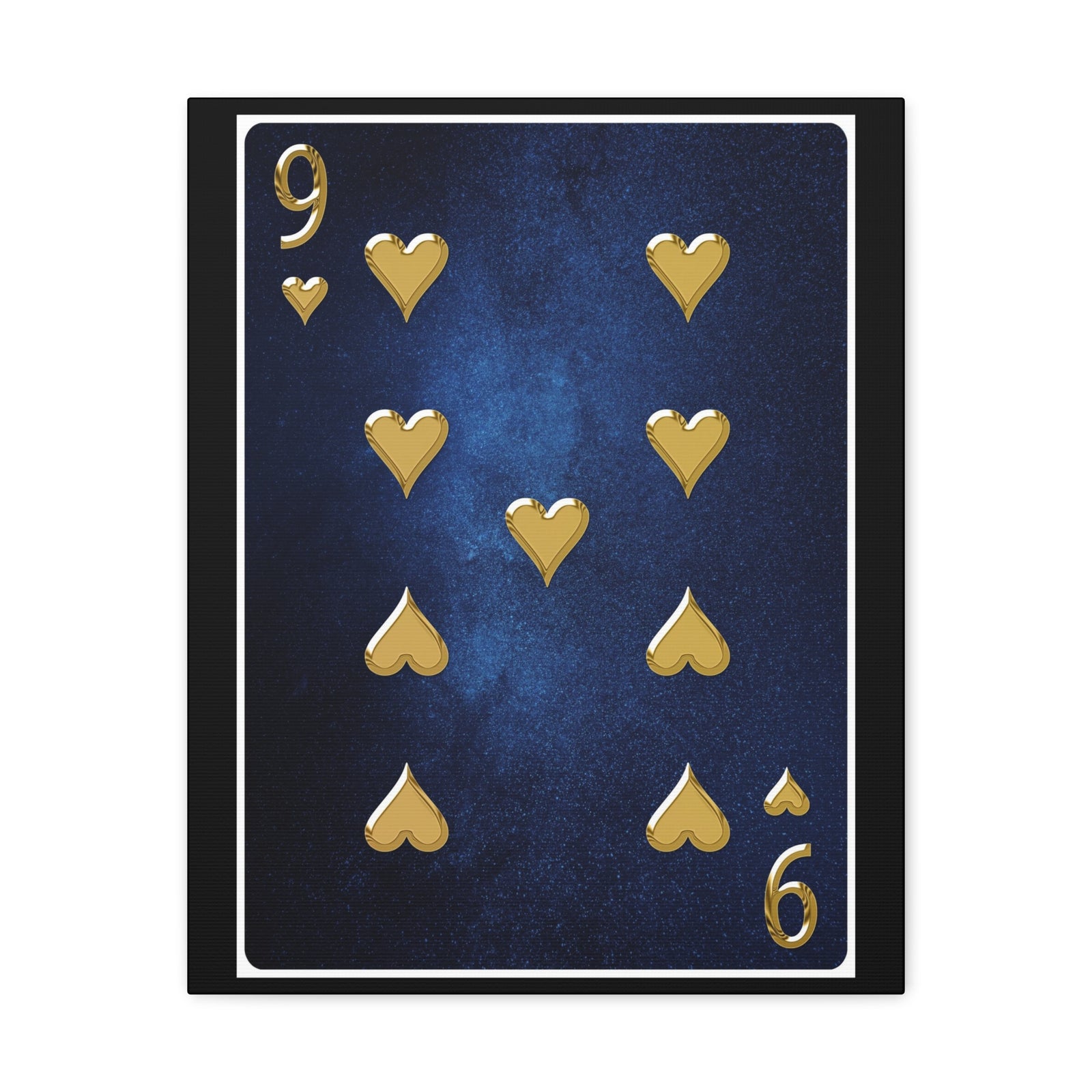 Nine Of Hearts Space Background Playing Card Canvas Wall Art for Home Decor Ready-to-Hang-Express Your Love Gifts