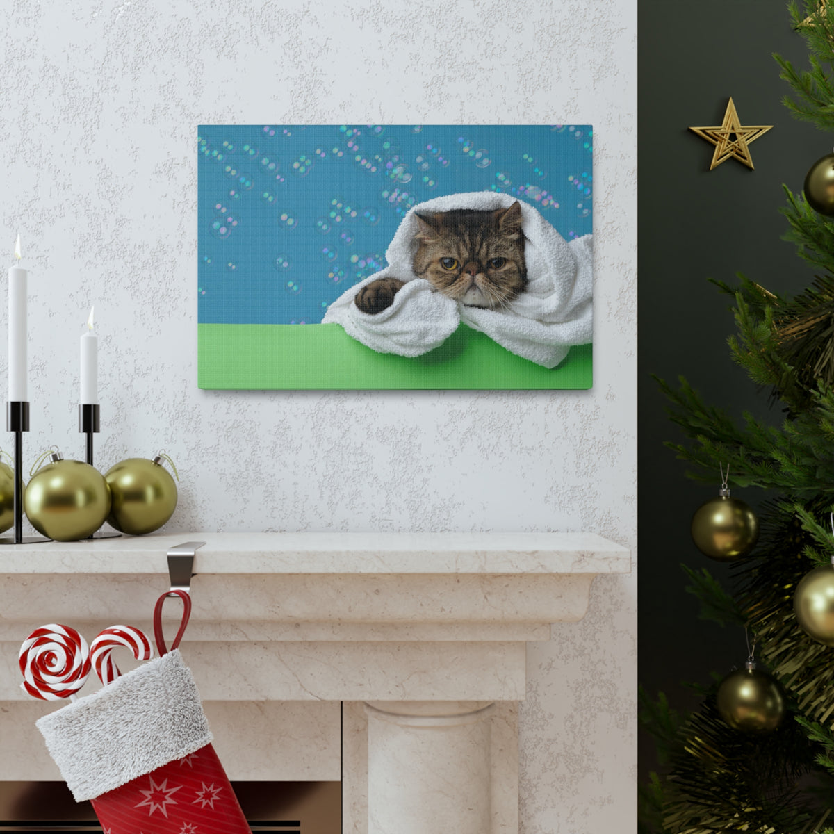 Cute Exotic Shorthair Bathee Canvas Wall Art for Home Decor Ready-to-Hang-Express Your Love Gifts