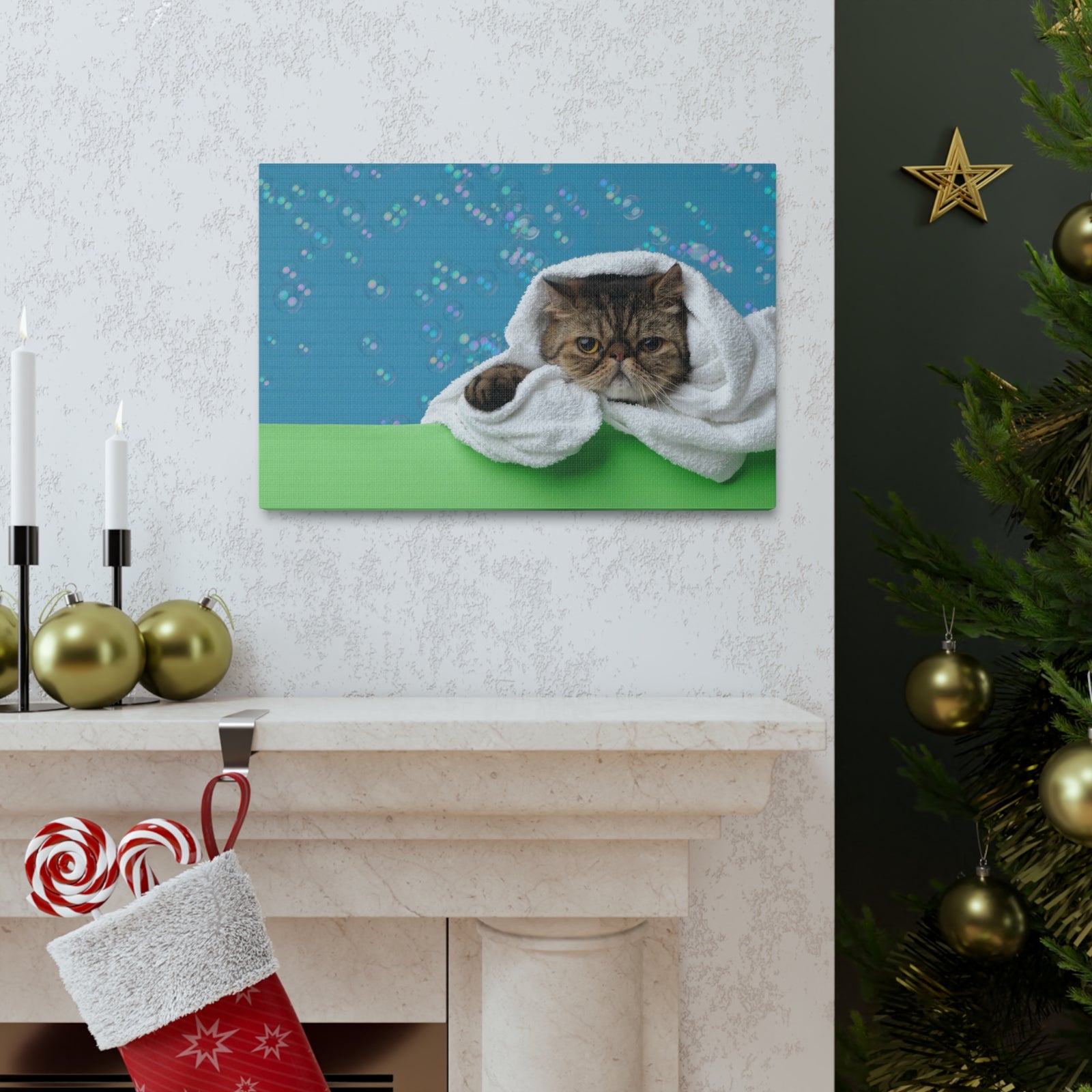 Cute Exotic Shorthair Bathee Canvas Wall Art for Home Decor Ready-to-Hang-Express Your Love Gifts