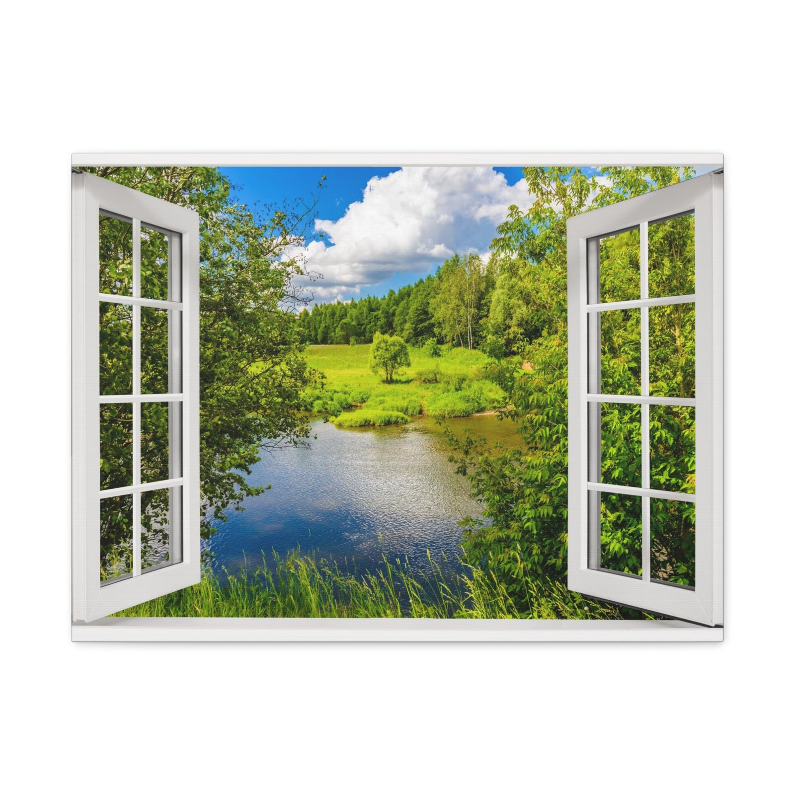 Canvas Print Wall Art Lake Tree View Nature Photography Realism Scenic Landscape Colorful Multicolor for Home Decor Ready to Hang-Express Your Love Gifts