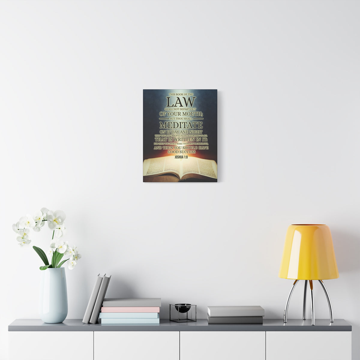Scripture Canvas Book of the Law Joshua 1:8 Christian Wall Art Bible Verse Print Ready to Hang-Express Your Love Gifts
