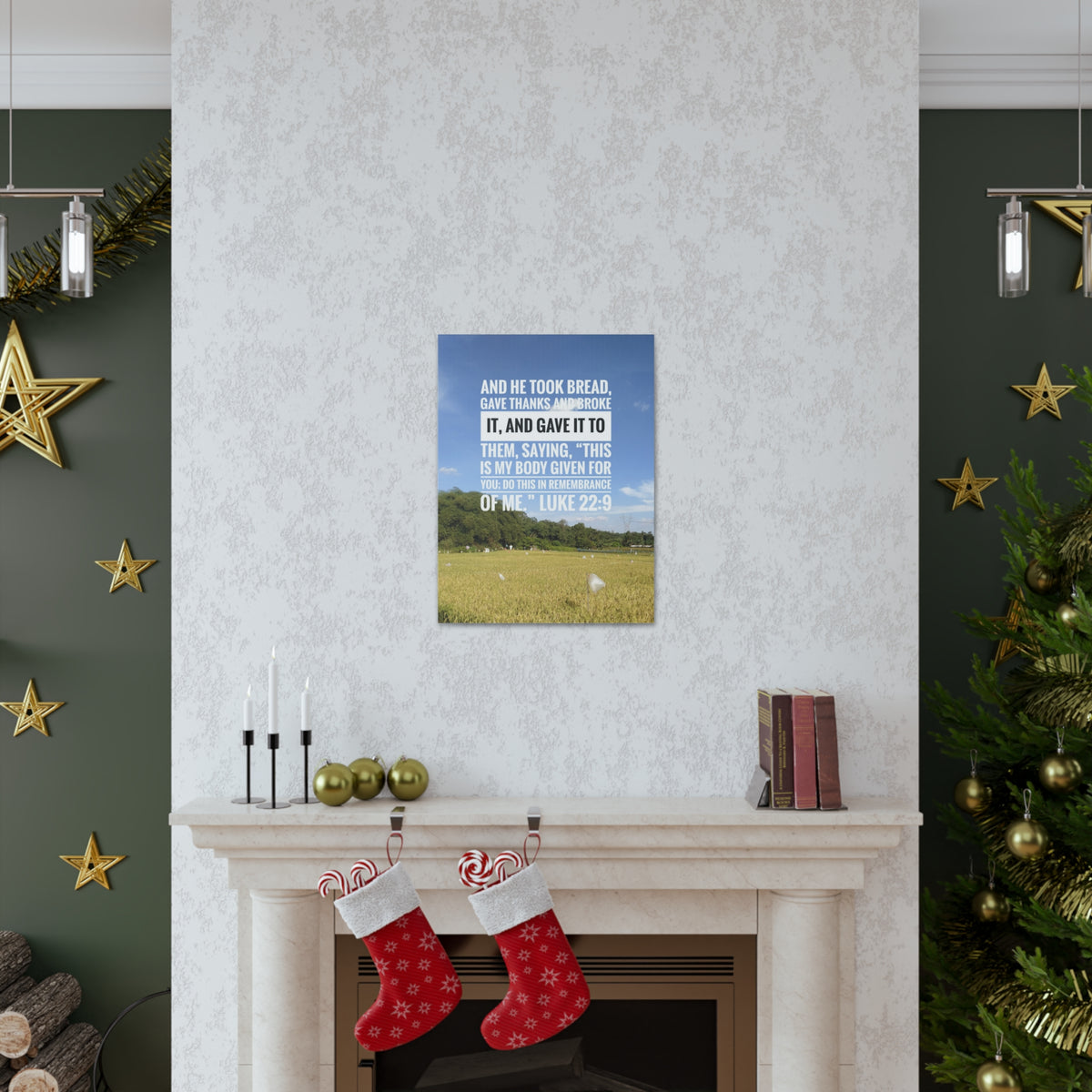Scripture Canvas Gave Thanks Luke 22:9 Christian Wall Art Bible Verse Print Ready to Hang-Express Your Love Gifts