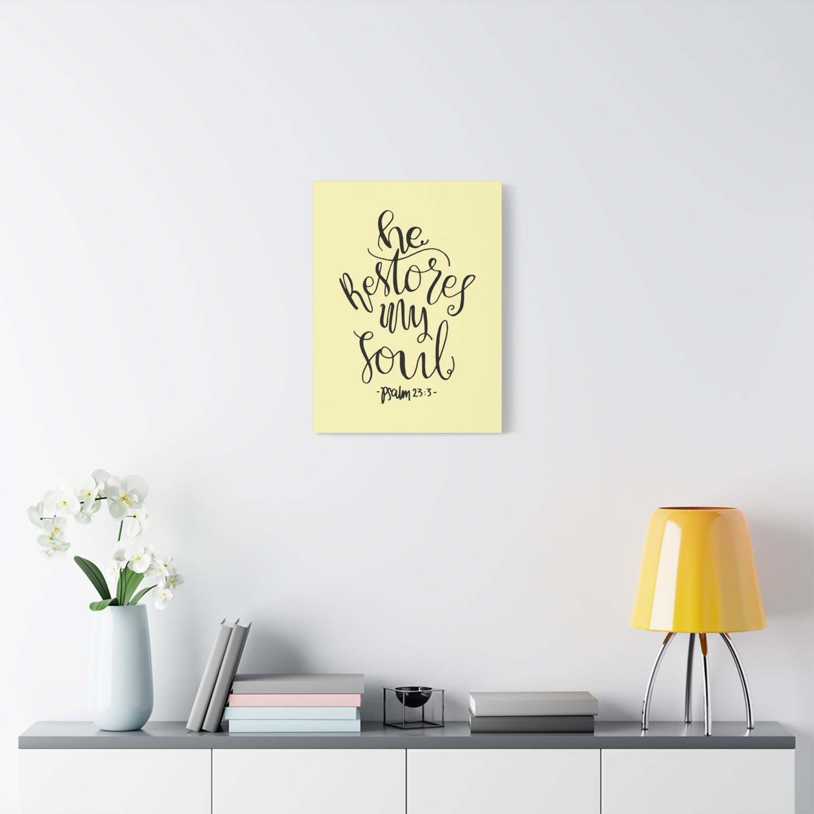 Scripture Walls He Restores My Soul Psalm 23:3 Bible Verse Canvas Christian Wall Art Ready To Hang-Express Your Love Gifts