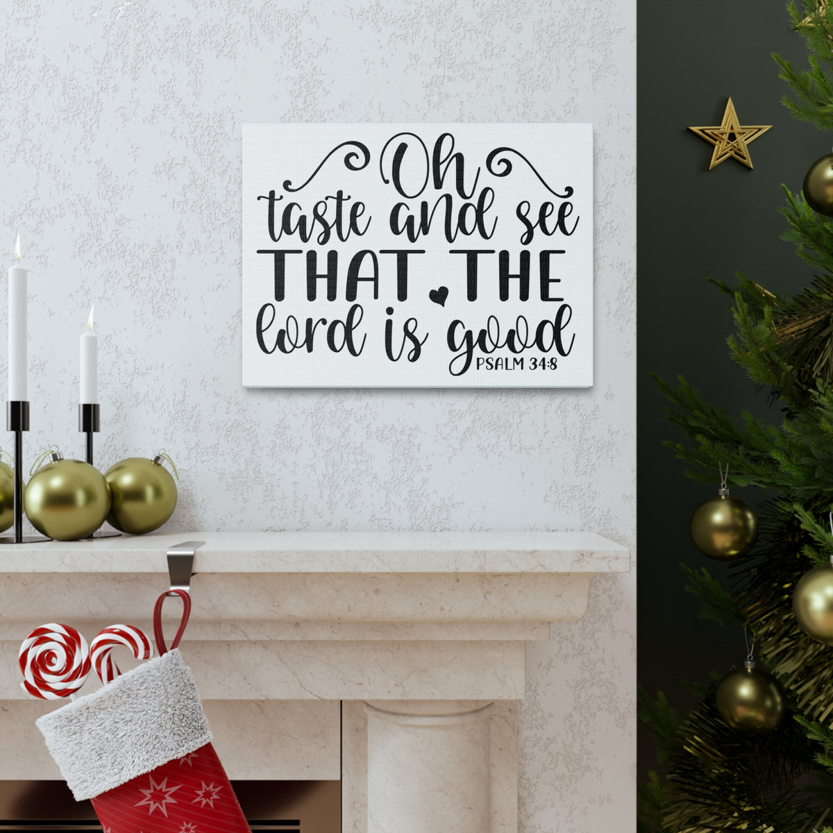 Scripture Canvas Oh Taste And See That Psalm 34:8 Christian Wall Art Bible Verse Print Ready To Hang-Express Your Love Gifts