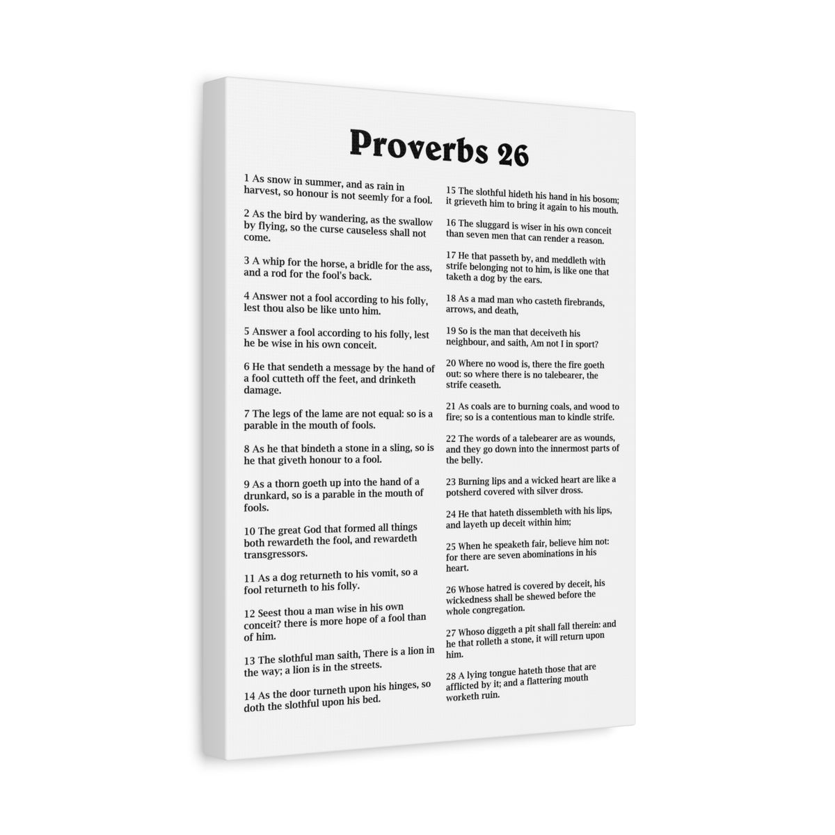 Scripture Walls Proverbs Chapter 26 White Bible Canvas Christian Wall Art Ready to Hang Unframed-Express Your Love Gifts
