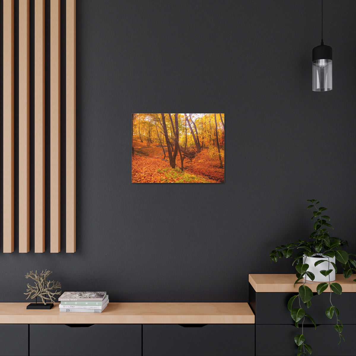 Fall Orange Tree Forest Nature Wilderness Photography Canvas Wall Art for Home Decor Ready-to-Hang-Express Your Love Gifts