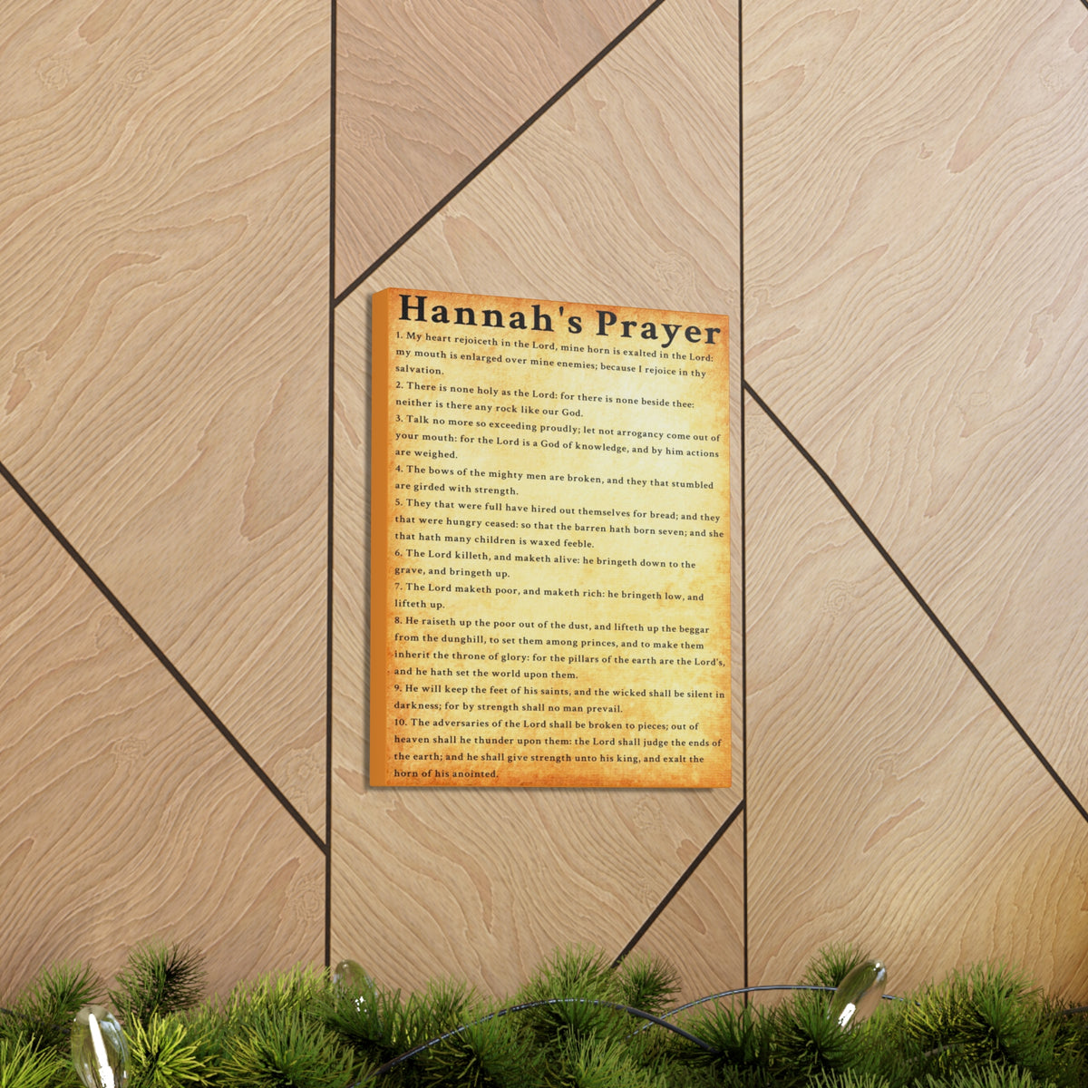 Scripture Walls Hannah's Prayer 1 Samuel 2:1–10 Gold Bible Verse Canvas Christian Wall Art Ready to Hang Unframed-Express Your Love Gifts
